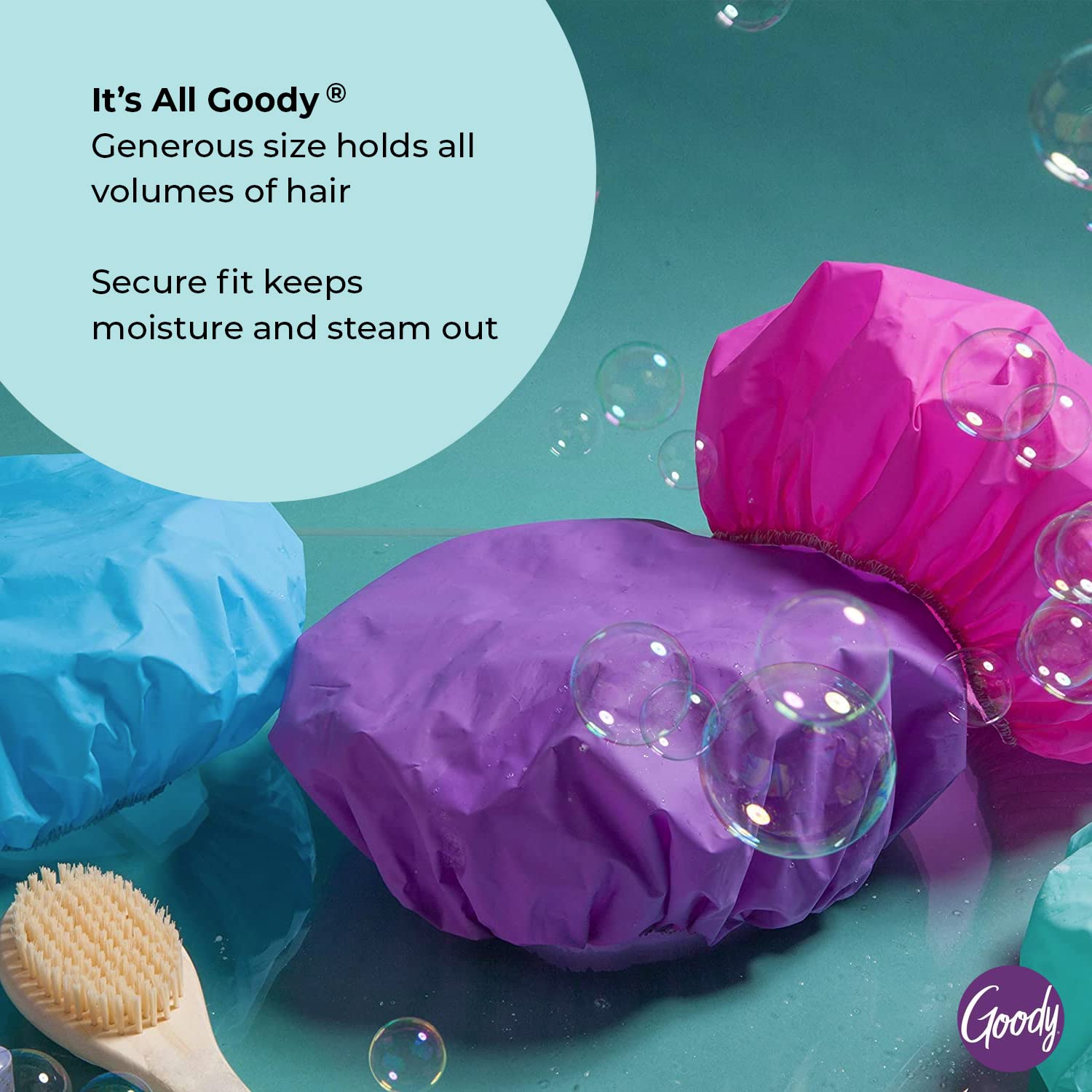 Goody Styling Essentials Shower Cap, 3 Count - Protect Your Hairstyle While Remaining Comfortable - Made With Durable And Waterp