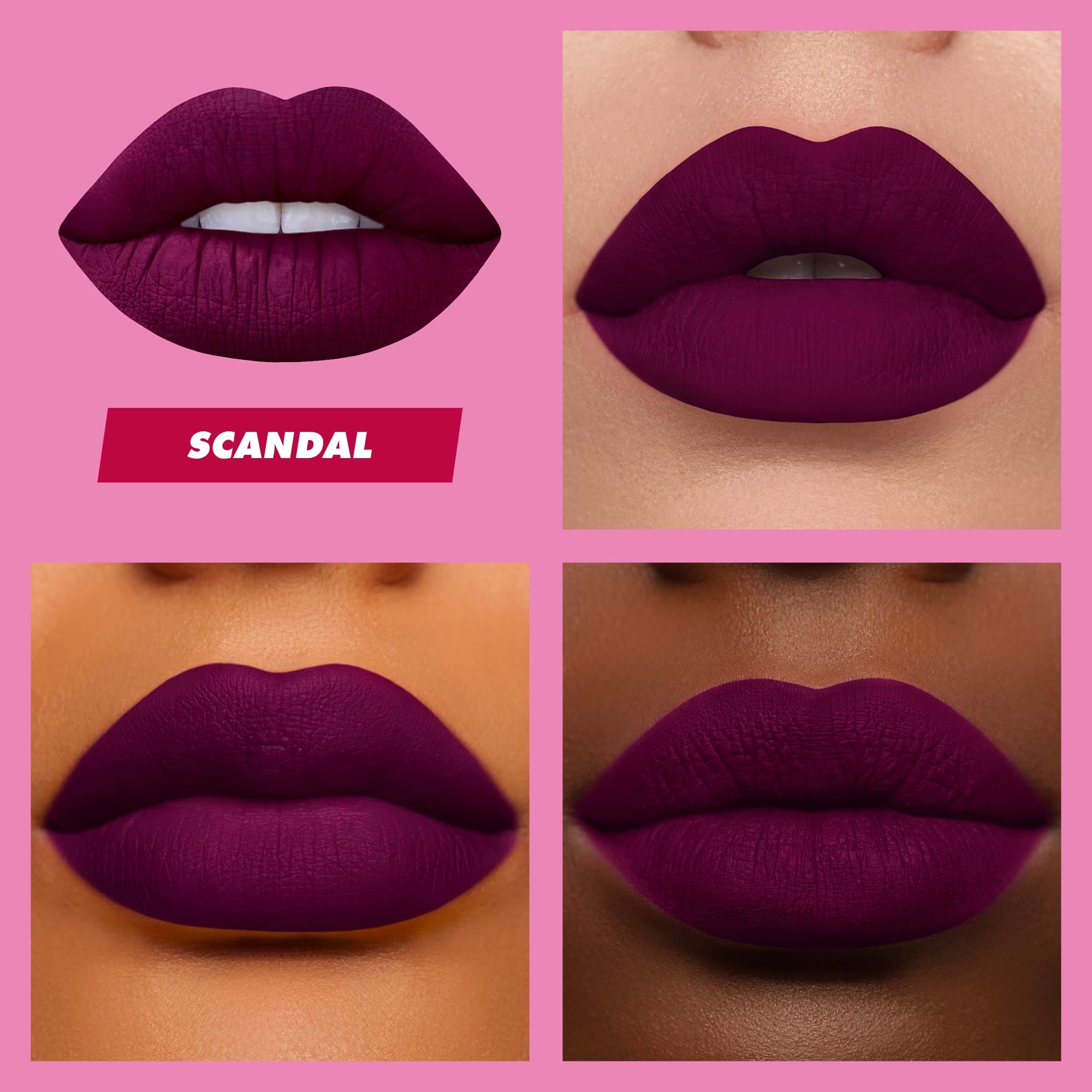 Lime Crime Velvetines Liquid Matte Lipstick, Scandal (Deep Rich Plum) - Bold, Long Lasting Shades & Lip Lining - Stellar Color &