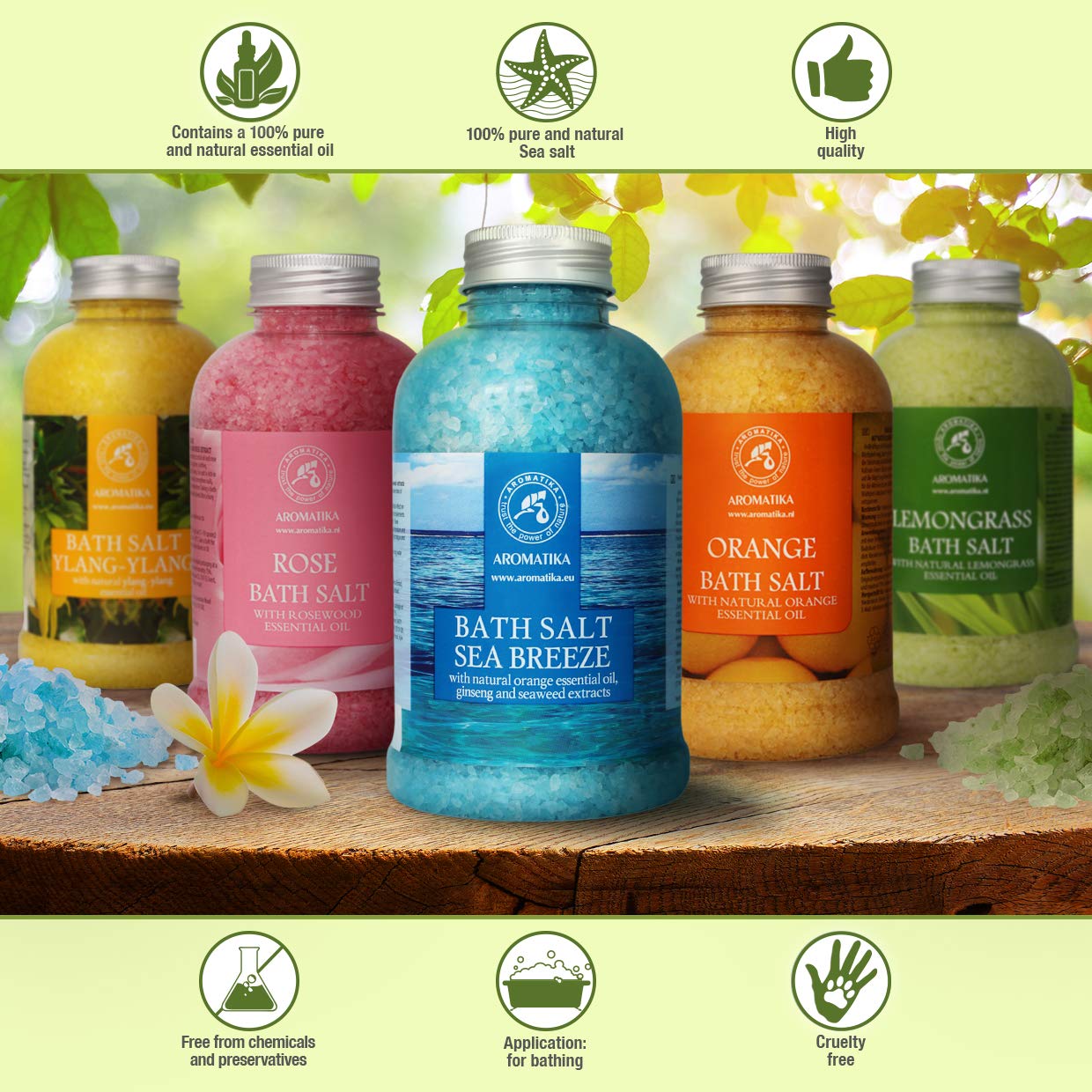 Bath Salt Sea Breeze 21.16 Oz With Natural Essential Oils Orange & Ginseng & Seaweed - Best For Good Sleep - Relaxing - Calming