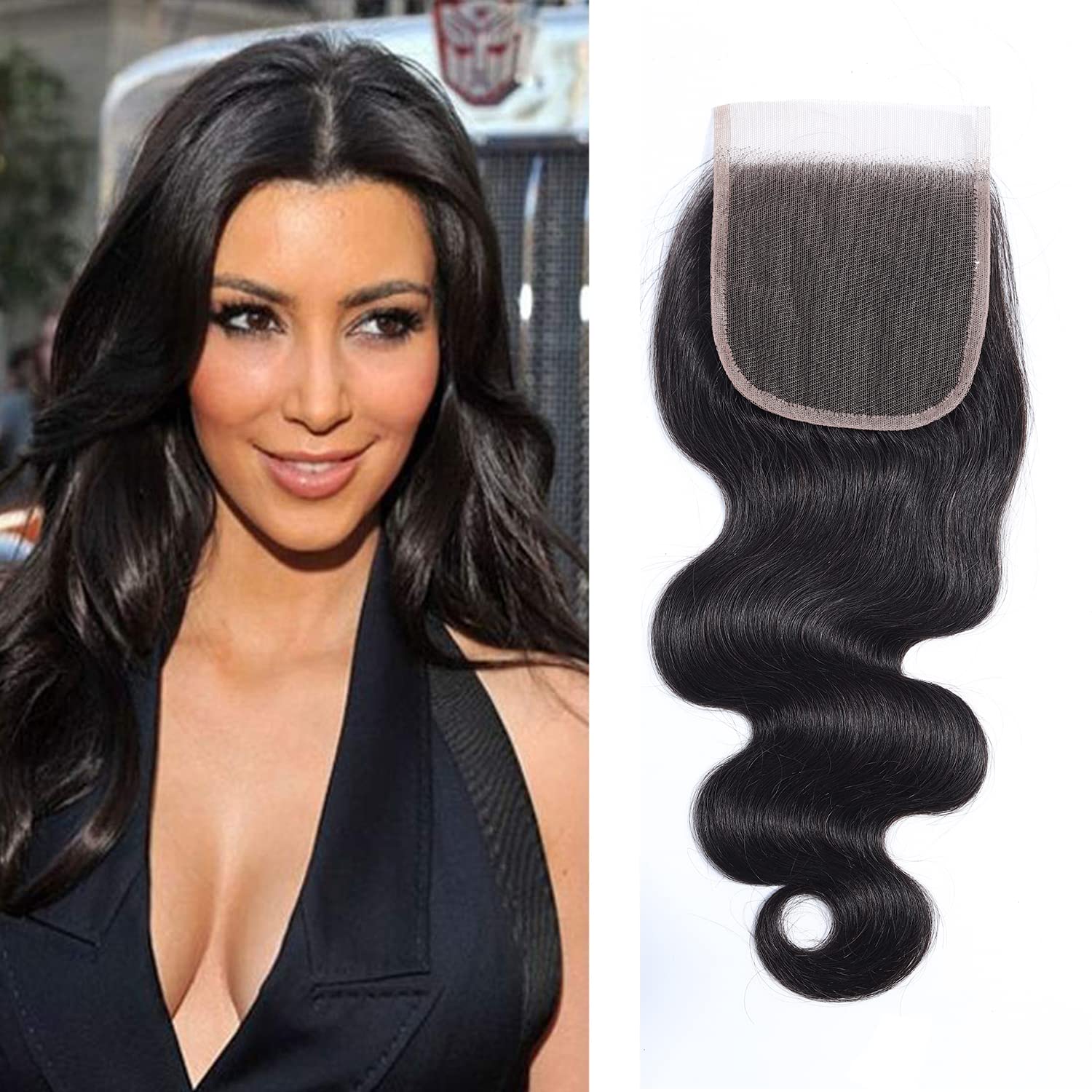 Selina Lace Closure 10 Inch Brazilian Body Wave Closure Free Part Lace Closure 4X4 Unprocessed Human Hair Natural Black Color Vi