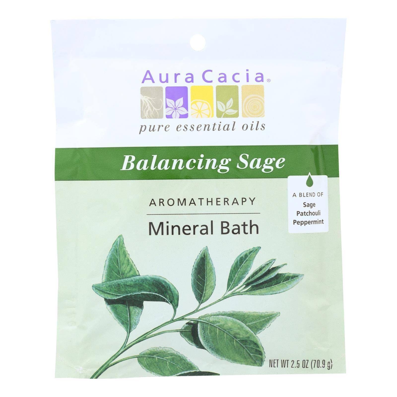 Aura Cacia Balancing Sage Aromatherapy Mineral Bath | 2.5 Oz. Packet