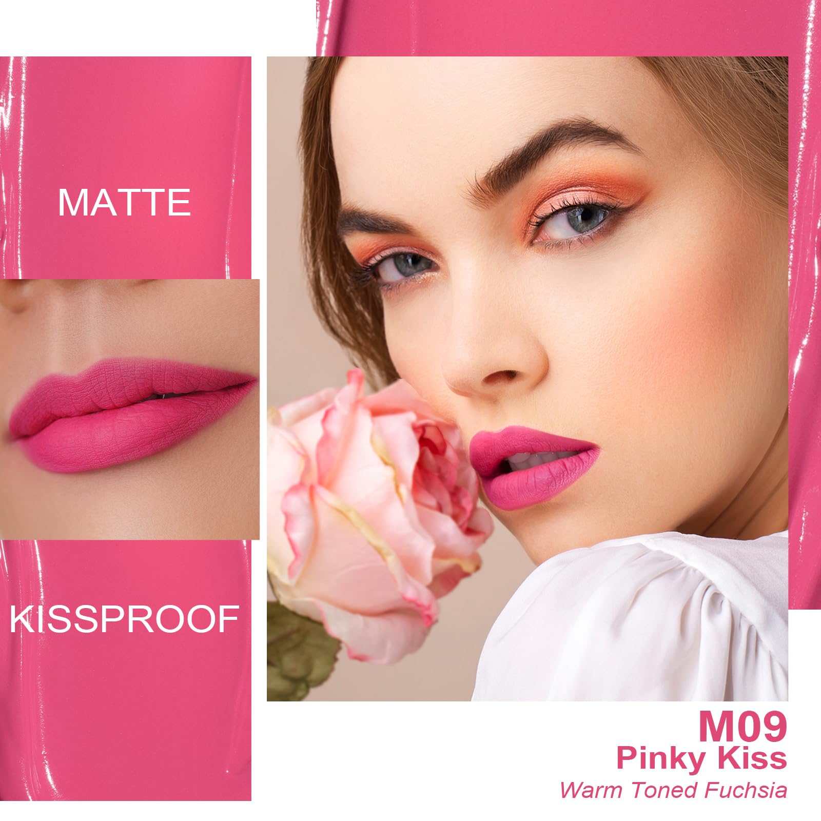 Oulac Matte Liquid Hot Pink Lipstick For Women, Long Lasting Lipstick Waterproof Lip Stain, No Transfer, Creamy High Pigmented F