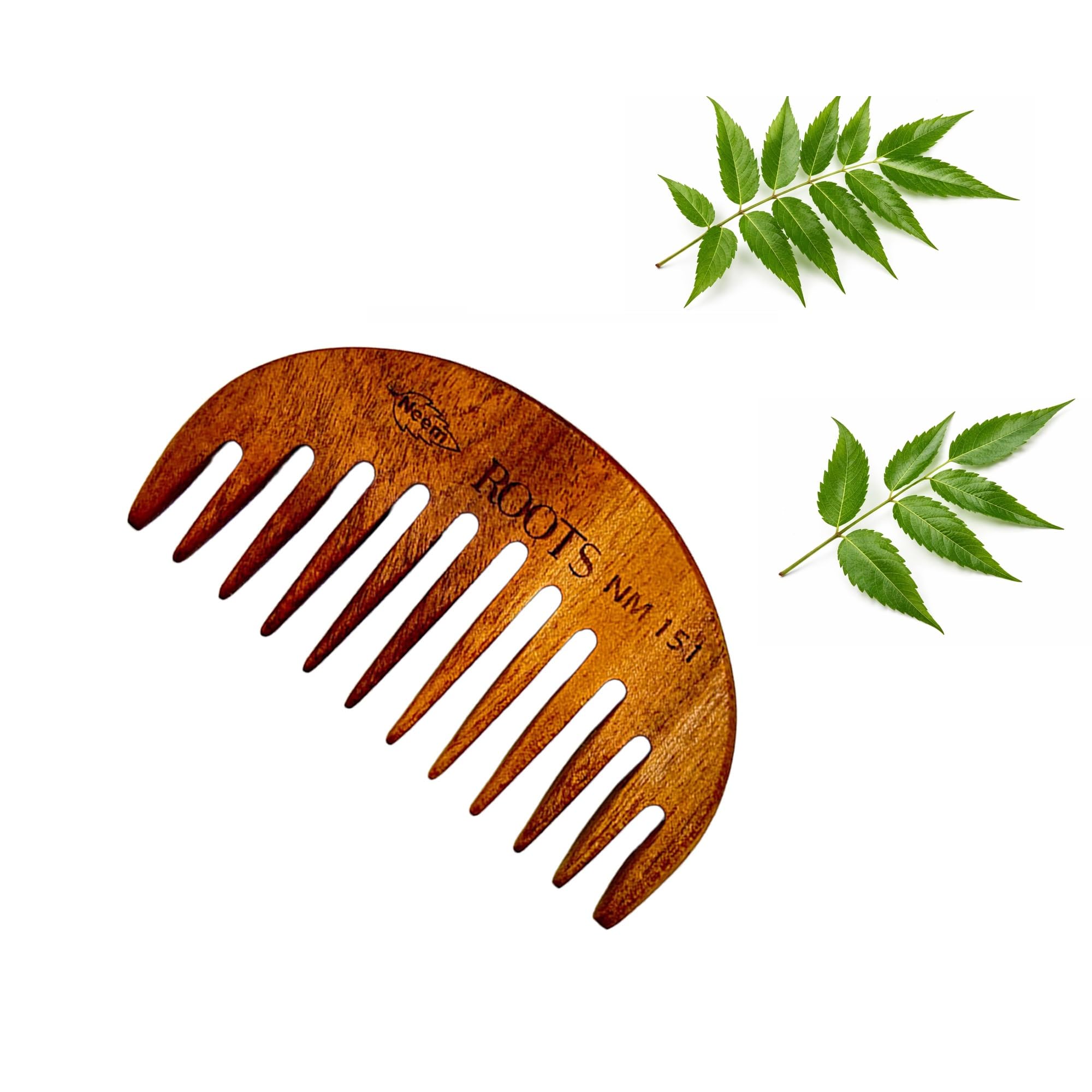 Roots Neem Wooden Beard Comb (Small Size) | For Hair Detangling & Dandruff Control | AntiStatic & Frizz Control | For All Hair 