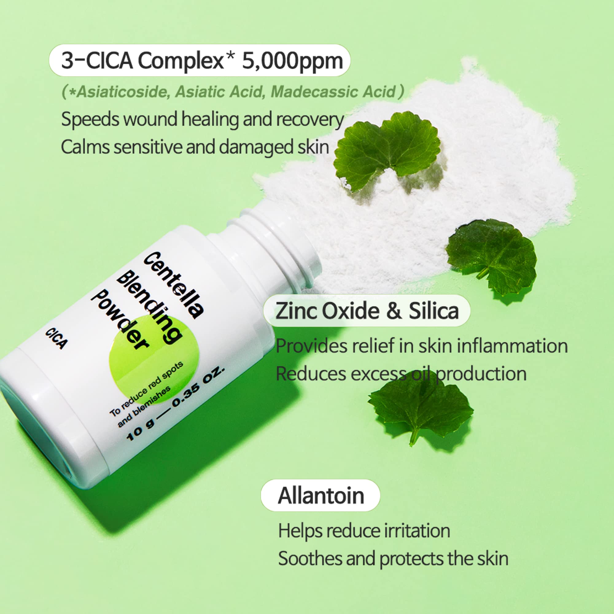 TIAM Centella Blending Powder, CICA Powder, Sebum Control, reduce acne marks, Asiaticoside, Madecassic Acid, Asiatic Acid, 0.35
