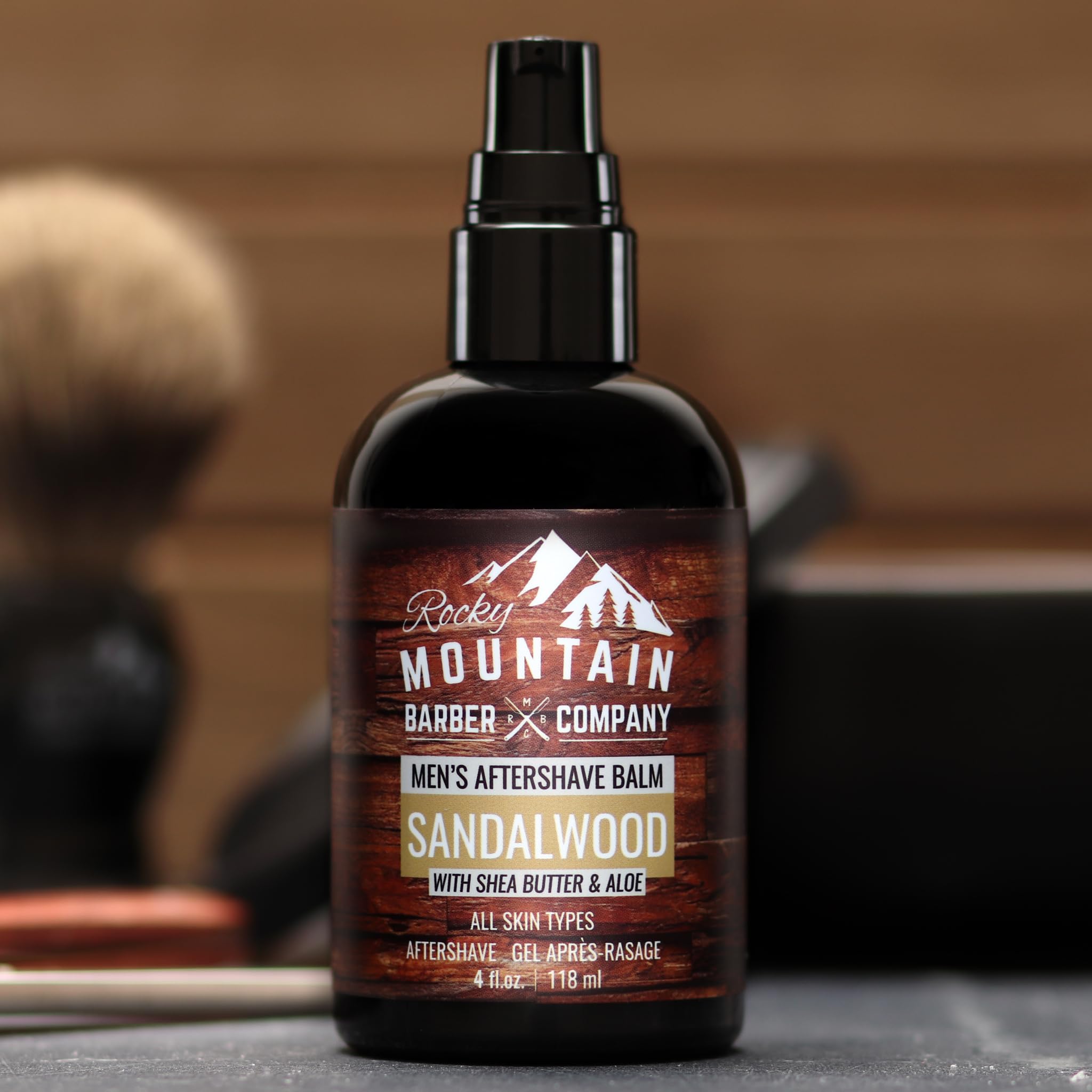 Rocky Mountain Barber Company Aftershave Balm for Men - with Sandalwood Essential Oil, Coconut Oil and Shea Butter - Applies Eas