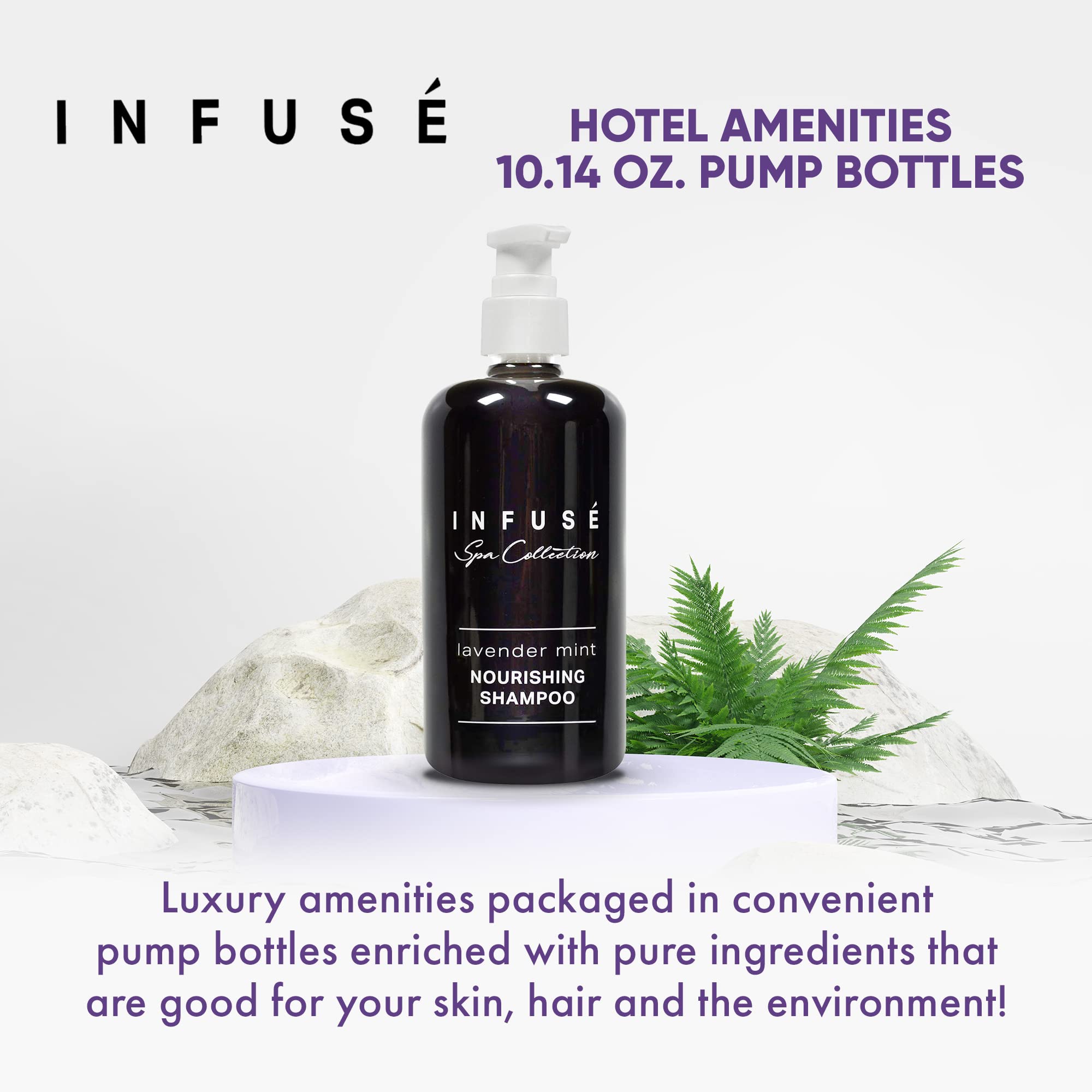 1-Shoppe All-In-Kit | Infuse Lavender Mint Shampoo | Spa Collection | Hotel Amenities In Pump Bottle | 10.14 Oz. / 300 Ml (4 Bot