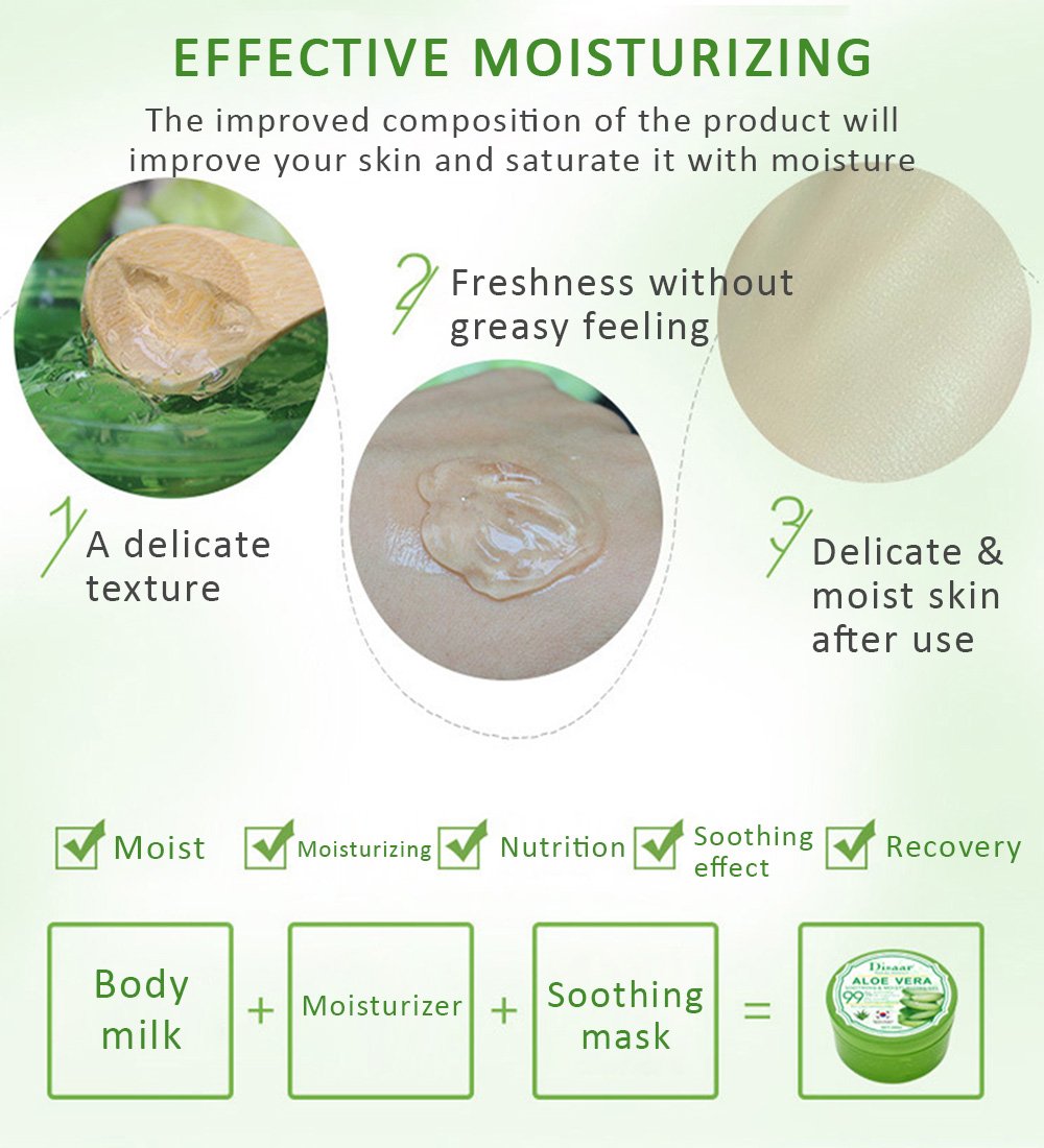 Disaar Beauty Aloe Vera Anti-Acne Gel Cream Mass Sleep-Free Wash Moisturizing Oil 300Ml