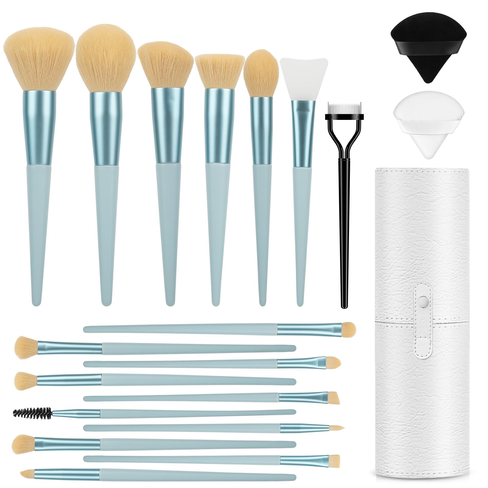 Makeup Brushes 20Pcs Makeup Brush Set With Foundation Eyebrow Blending Concealer Blush Eyeshadow Contour Lash Powder Brush, Trav