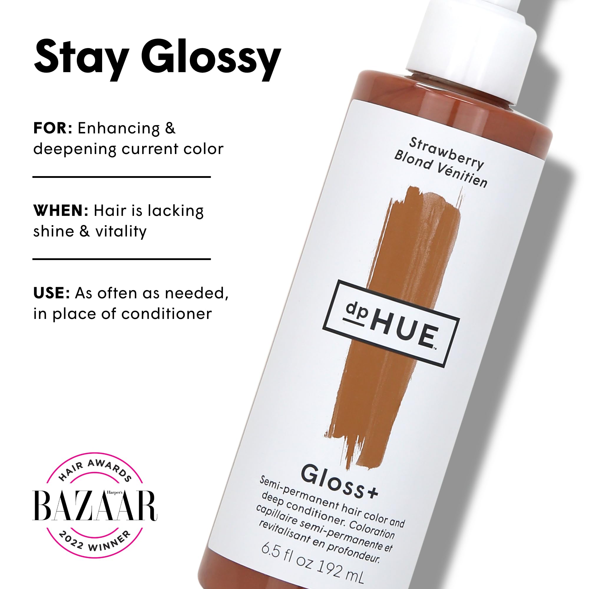 dpHUE Gloss+, Strawberry - 6.5 oz - Semi-Permanent Hair Color & Conditioner - Paraben, SLS & SLES Sulfate Free - Vegan, Leaping