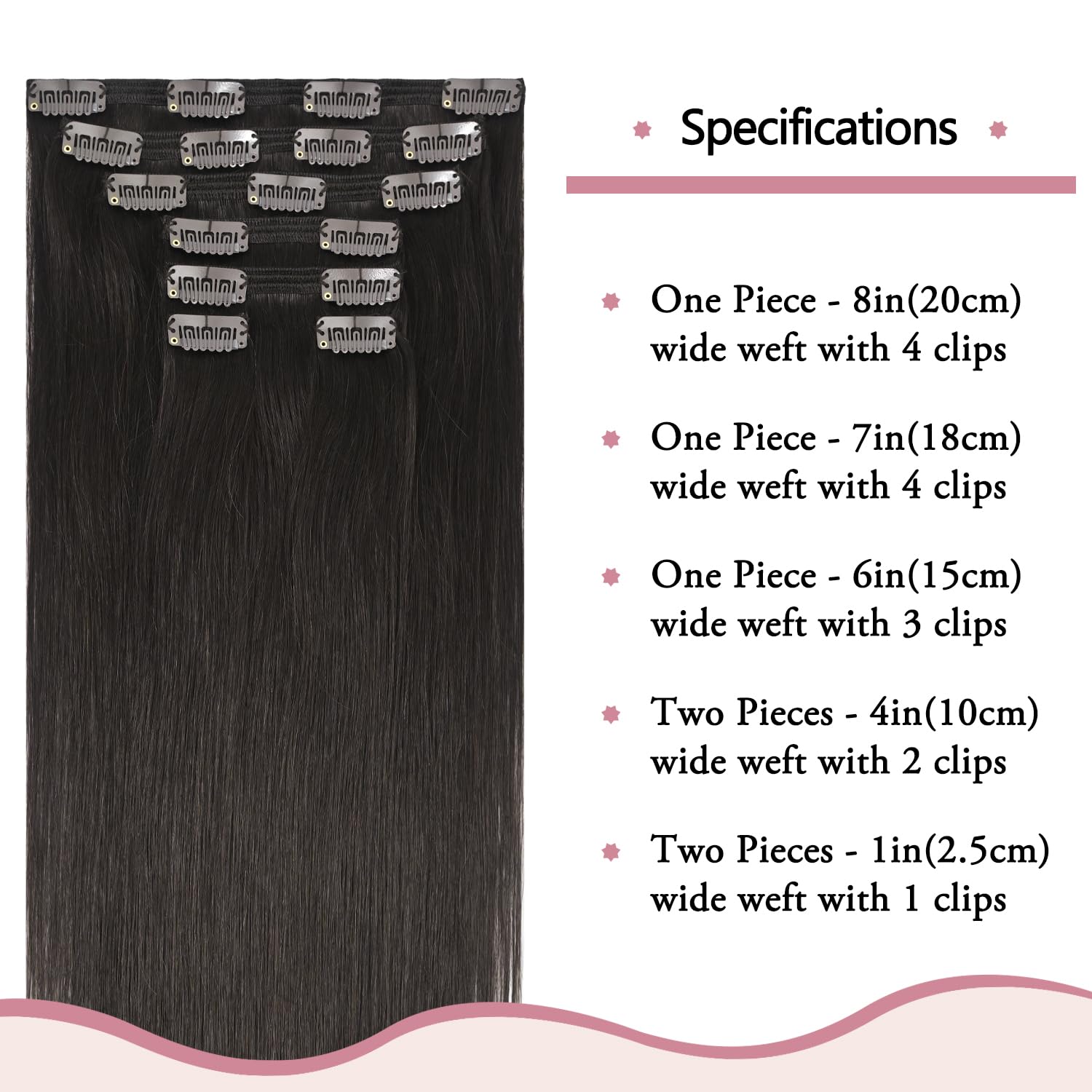 Huayi Dark Brown Clip In Hair Extensions Real Human Hair, 16Inch 120G 7Pcs Human Hair Extensions Clip In Human Hair, Dark Brown