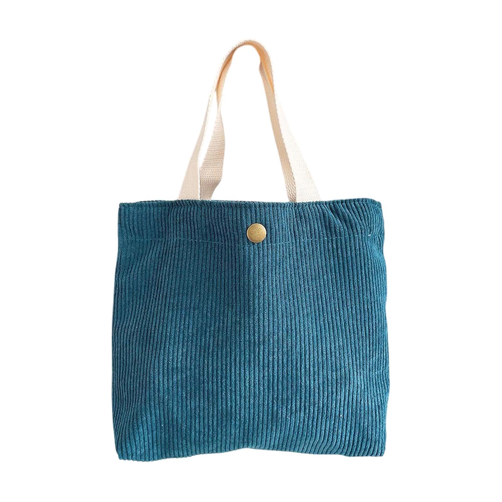 Snappsy Corduroy Shoulder Bag Fashion Satchel Underarm Bag For Travel Office Outdoor Dark Blue