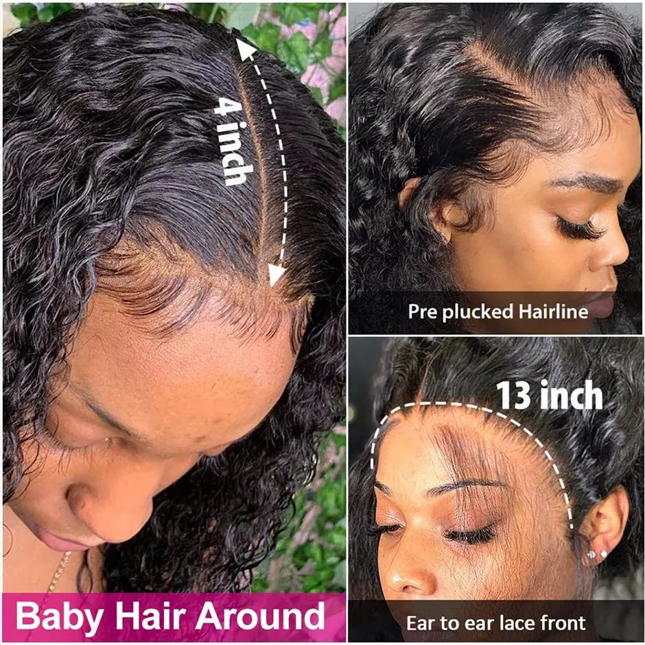 Huichu Water Wave Lace Front Wigs Human Hair 13  4 Lace Wigs Human Hair For Black Women Pre Plucked With Baby Hair 180% Density