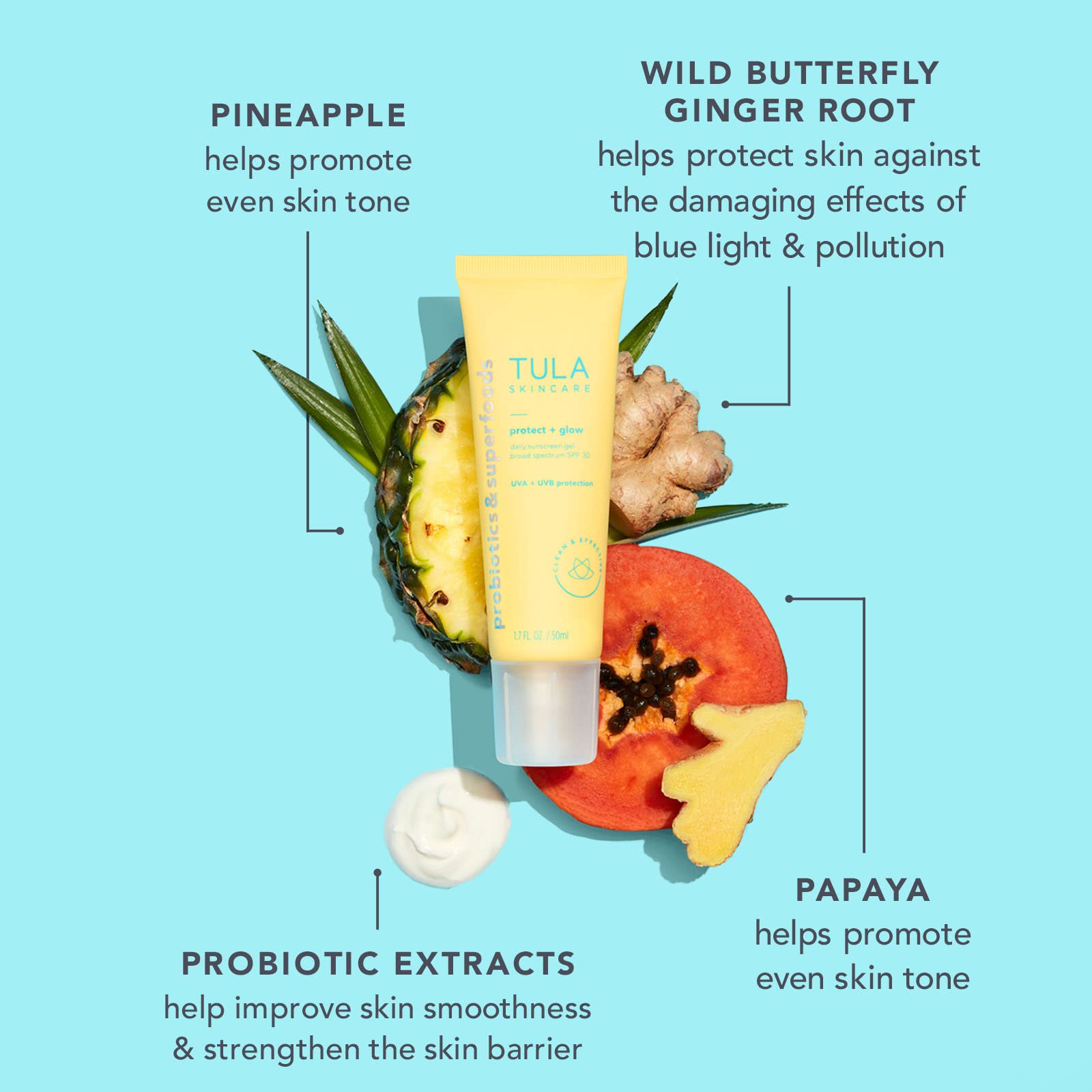 Tula Daily Spf 30 Sunscreen Gel - Broad Spectrum, Non-Greasy, Reef-Safe With Blue Light & Pollution Protection