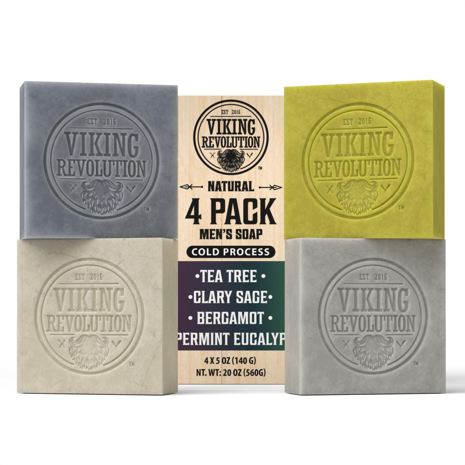 Viking Revolution Natural Soap for Men - Mens Soap Bar with Essential Oils Cold Pressed Bar Soap for Men - Nourishing Soap with 