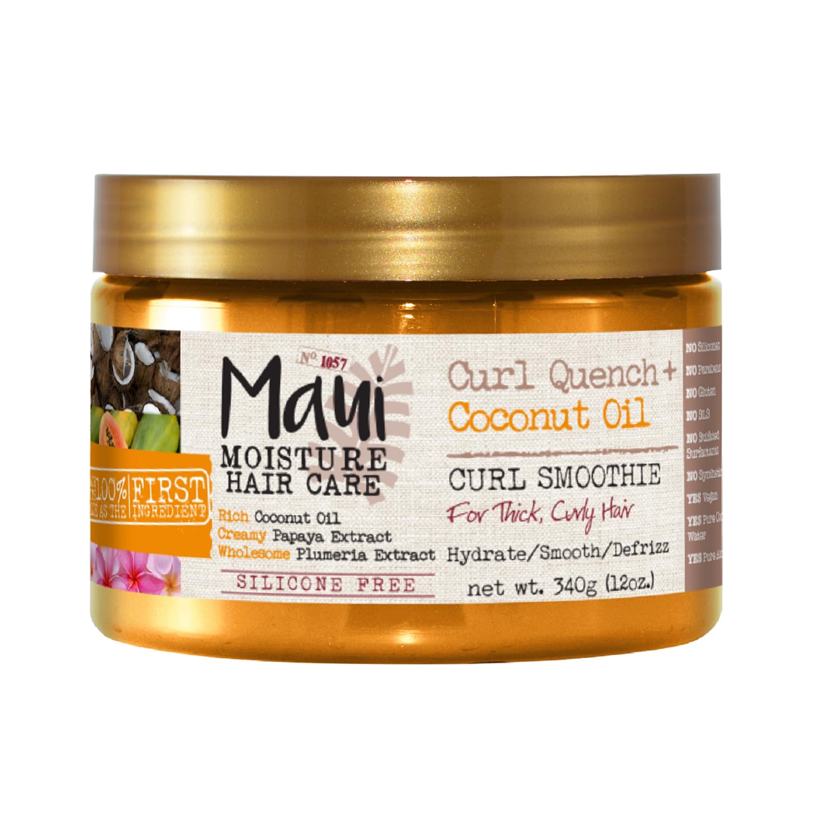Maui Moisture Curl Quench + Coconut Oil Hydrating Curl Smoothie, Creamy Silicone-Free Styling Cream for Tight Curls, Braids, Twi