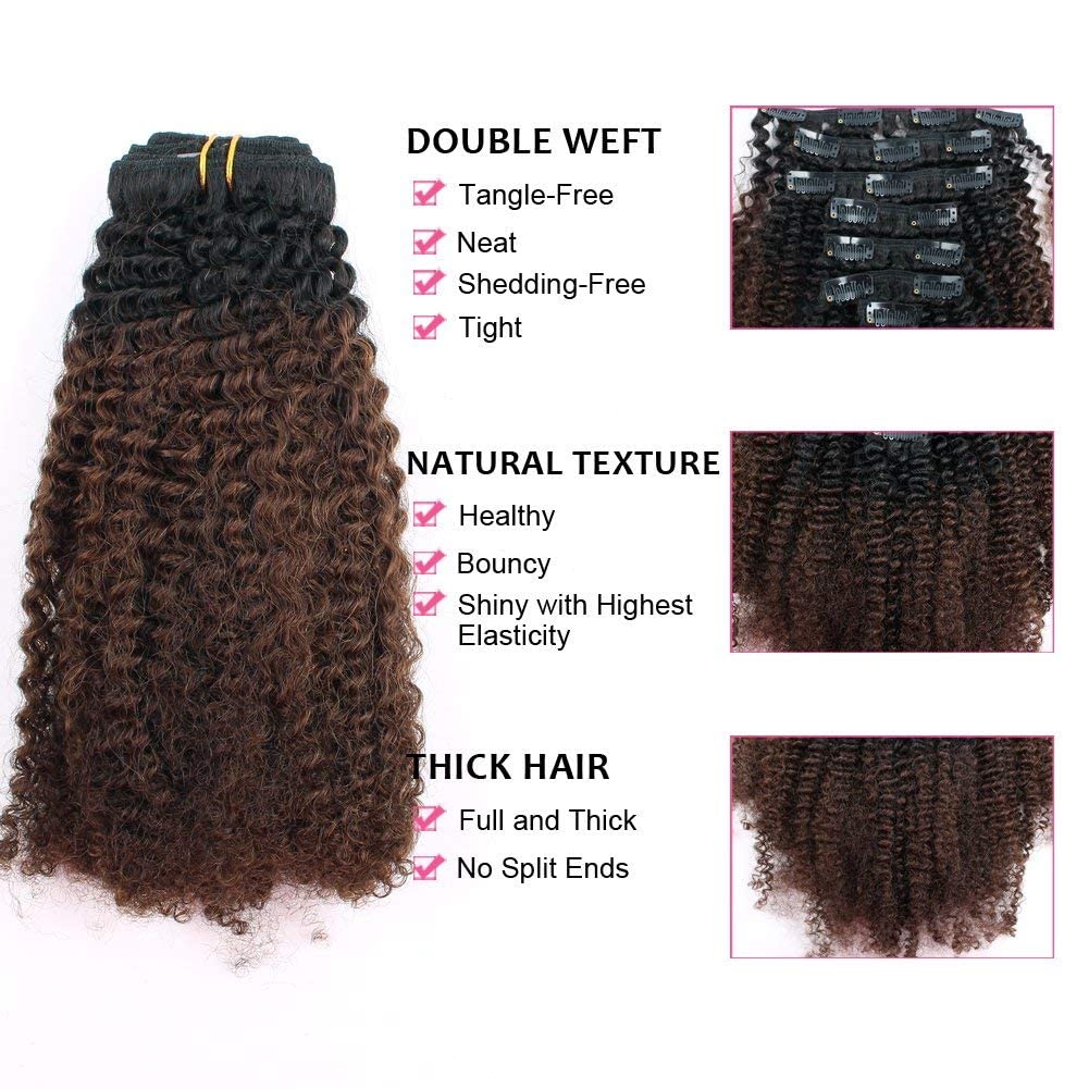 Abh Amazingbeauty Hair Afro Curly Clip In Hair Extensions Real Human Hair 4A 4B Curly Clip Ins For Black Women 120G 7 Pieces 17