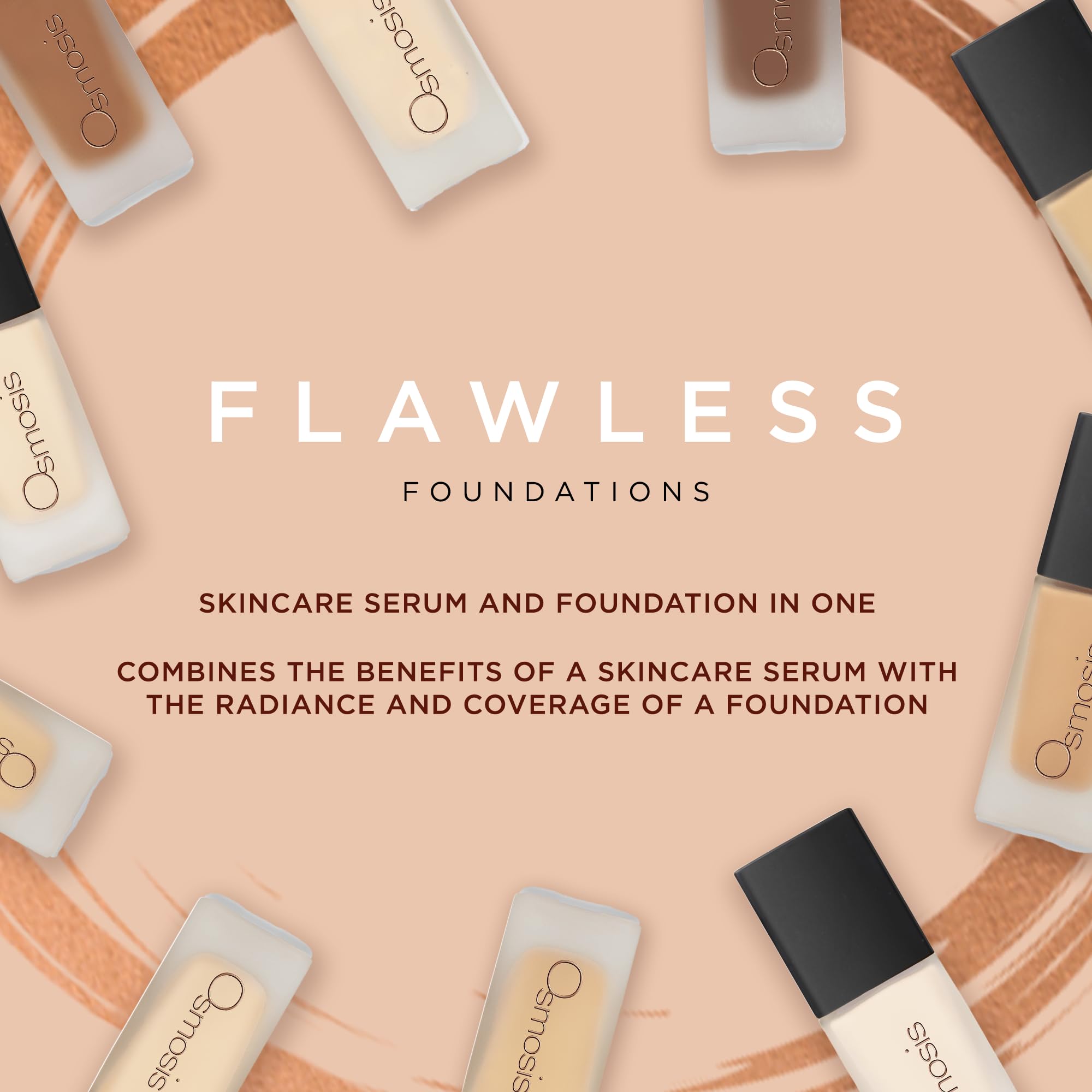 Osmosis Flawless Foundation, Lightweight Liquid Makeup, Medium To Full Coverage, Matte Finish, 10 Shades, Porcelain 1 Fl Oz