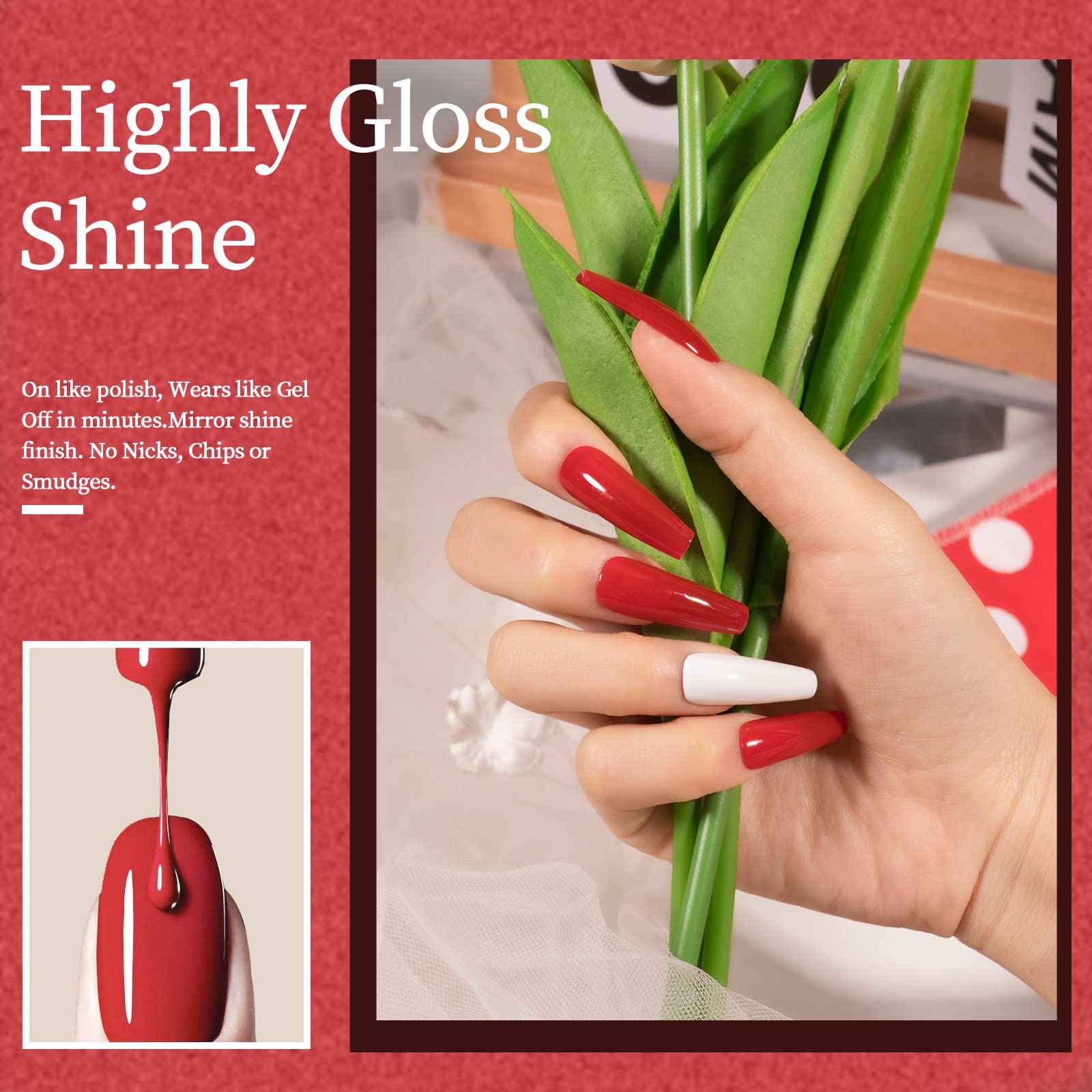 Maychao 15Ml Red Gel Nail Polish 1Pc Bright Red Gel Polish Soak Off Uv Led Nail Gel Polish Nail Art Starter Manicure Salon Diy A