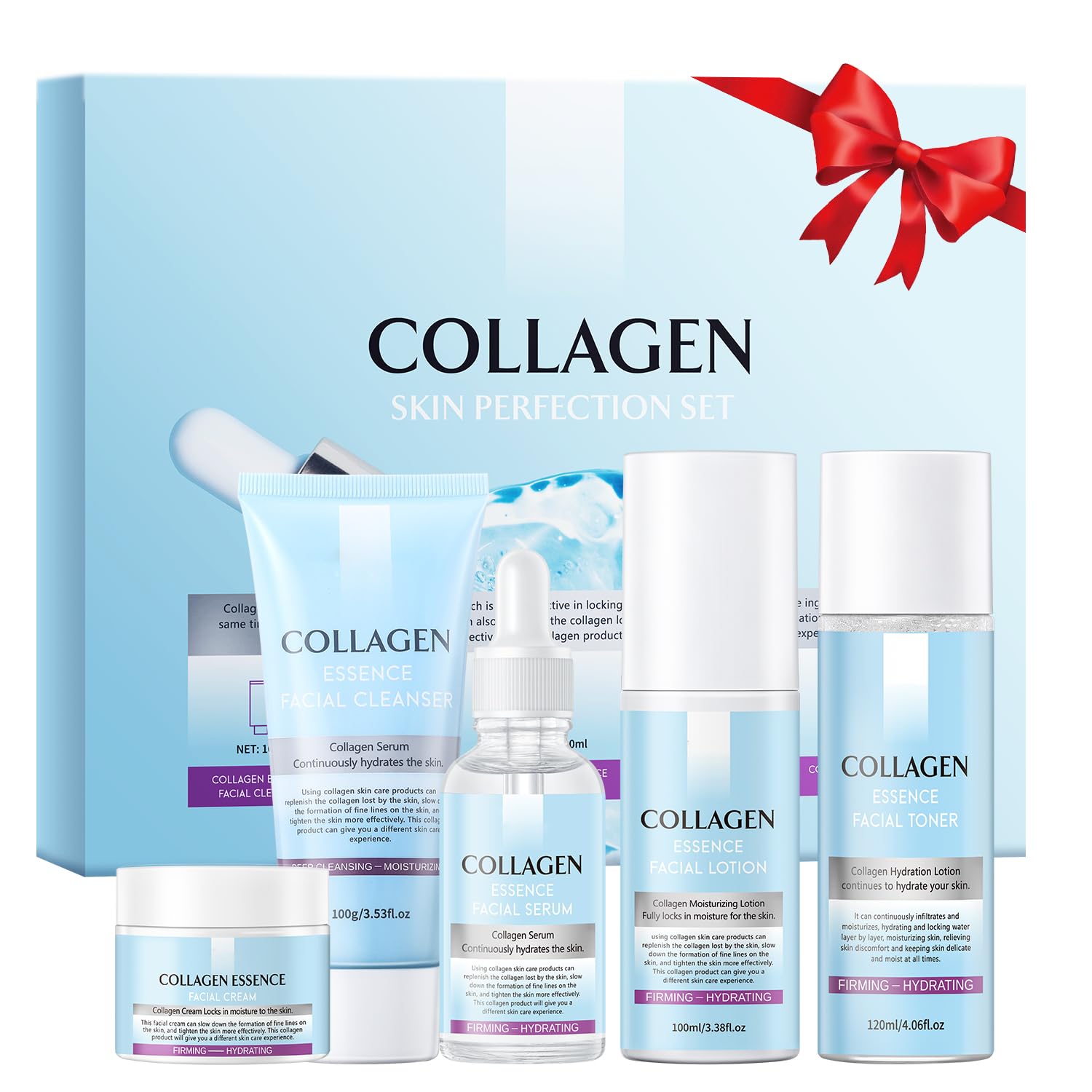 Skin Care Gift Set For Women, Valentine's Day Gifts, Anti Aging Skin Care Set With Collagen, Best Daily Hydrating Skin Care Kit,