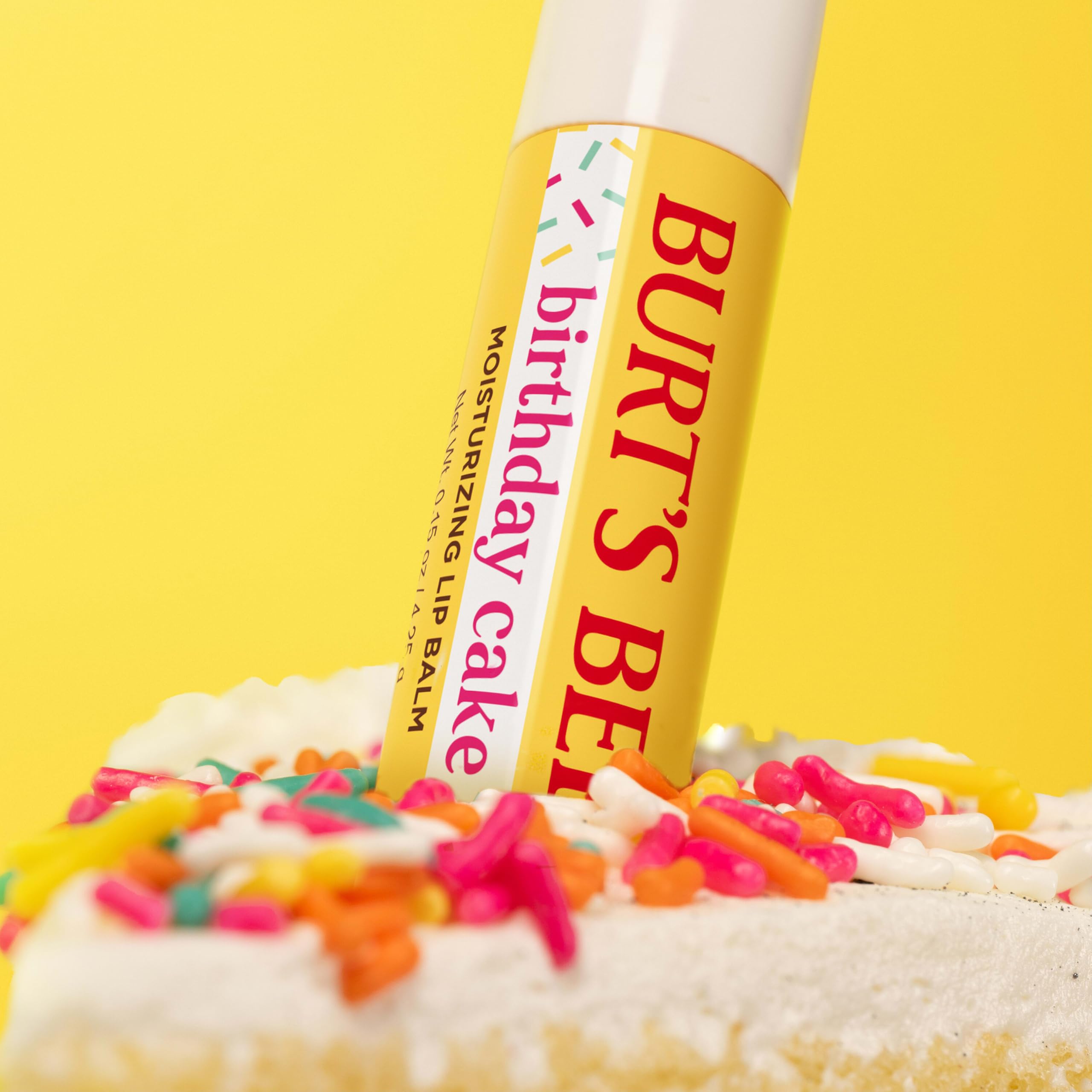 Burt's Bees Birthday Cake Lip Balm, Tint-Free, Natural Origin Lip Care, 1 Tube, 0.15 oz.