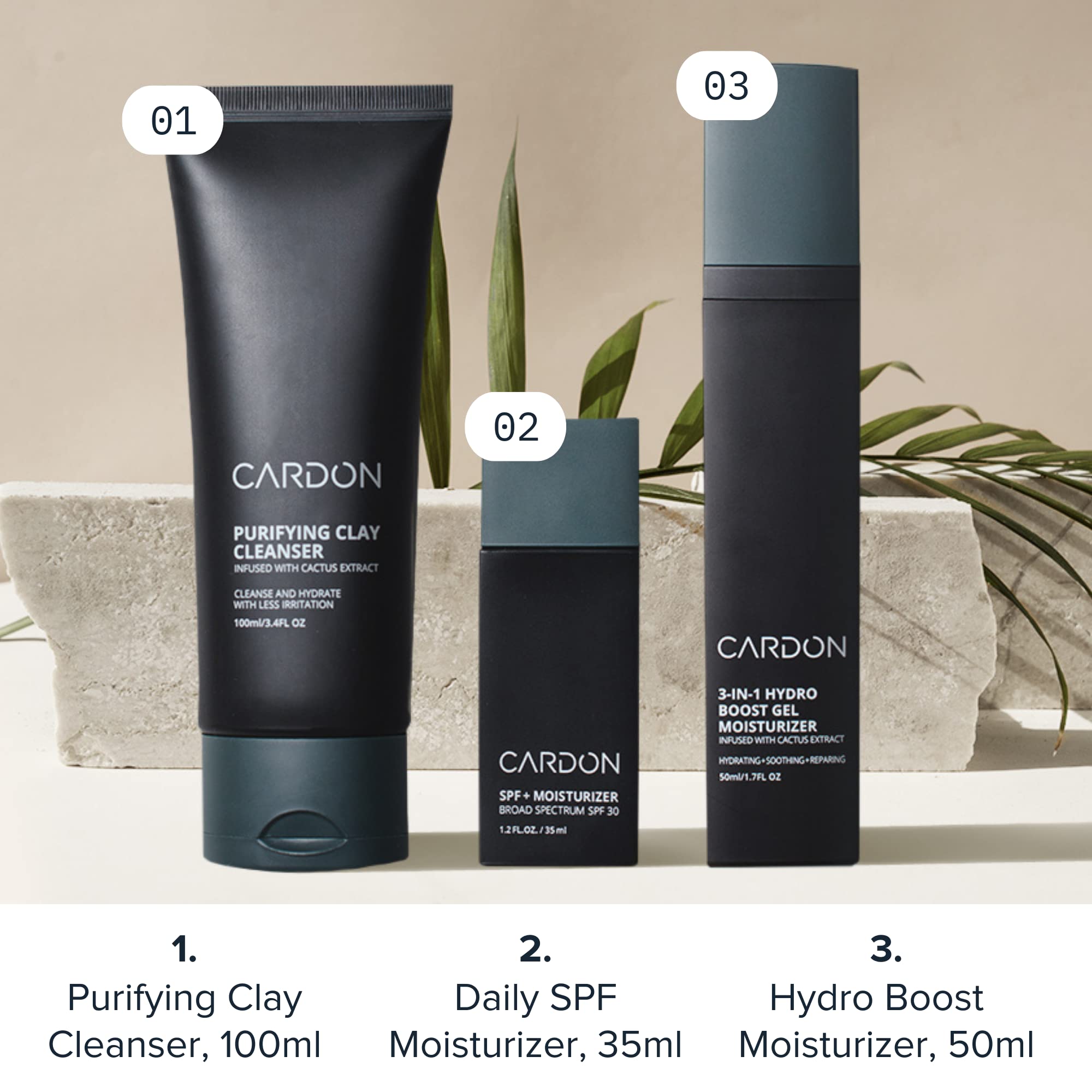 Cardon Cactus-Based Men'S Skincare Set | Premium Korean Skincare For Sensitive Skin And Oily Skin | Water-Based Face Moisturizer