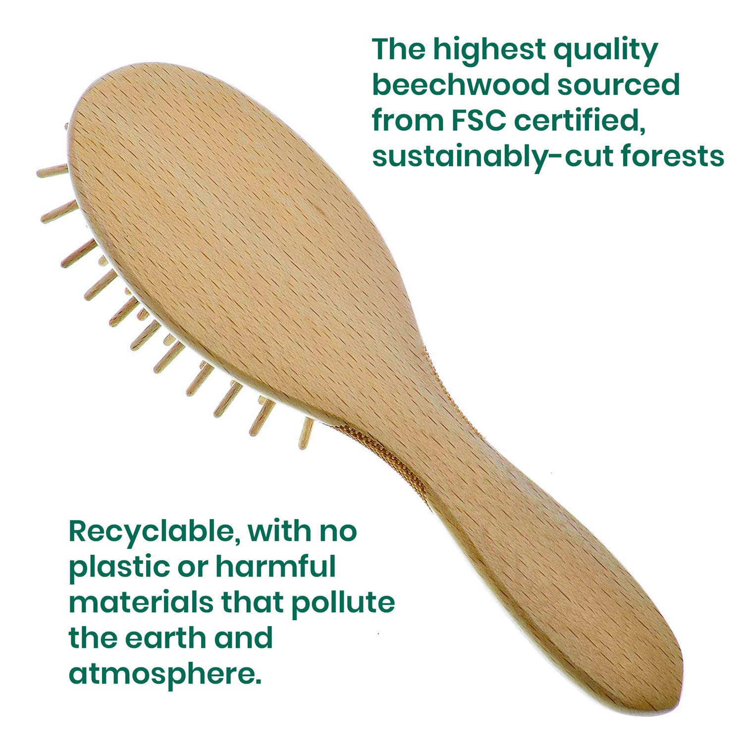 Giorgio Eco Friendly Wooden Bristle Hairbrush - Small Detangling Brush And Hair Growth Brush For Thick Or Long Hair - Oval Paddl