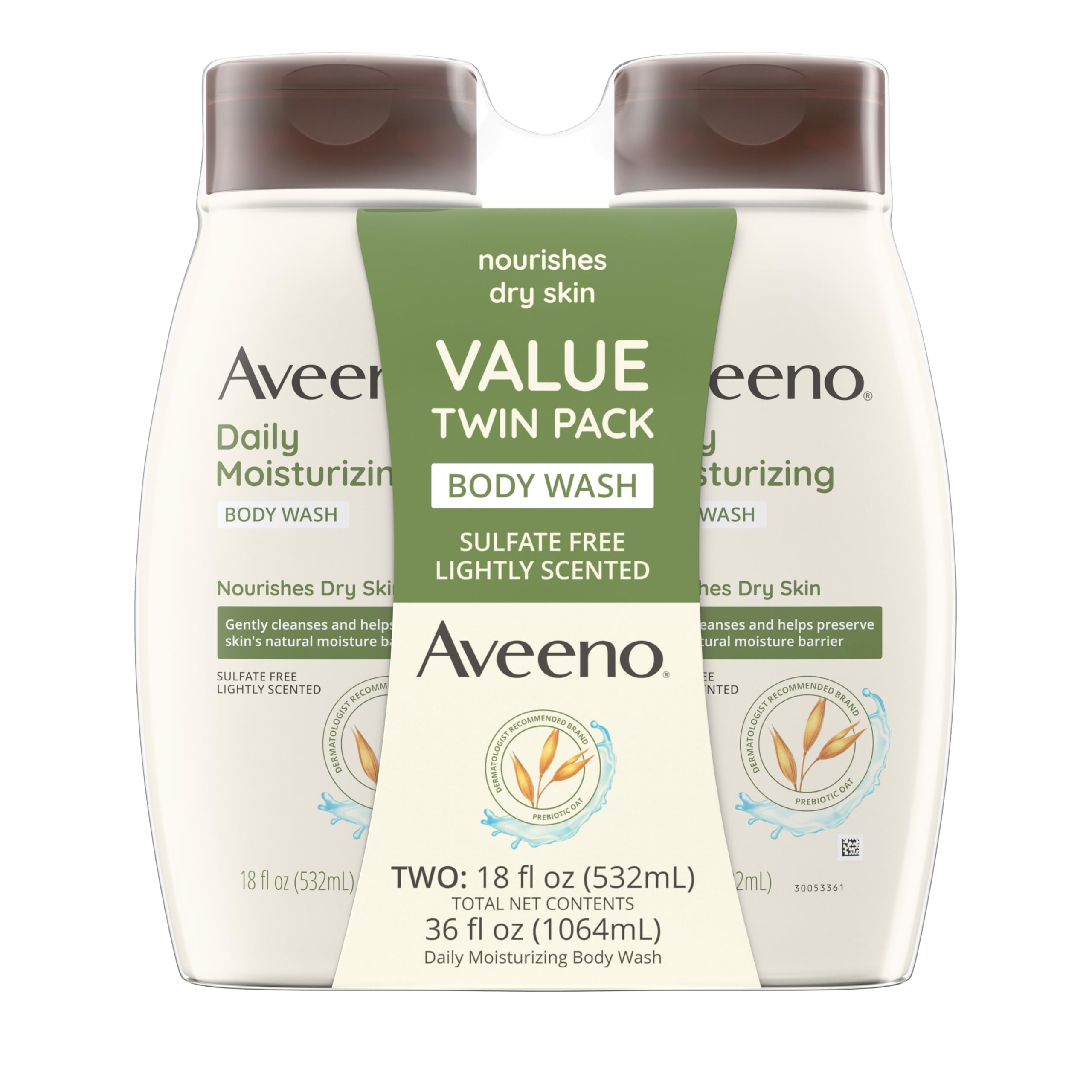Aveeno Daily Moisturizing Body Wash Cleanser & Shaving Gel for Men & Women, Clean-Rinsing for Softer & Smoother Skin, Gentle & L
