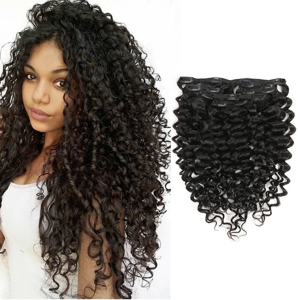 Jerry Curly 3B 3C Real Hair Clip in Extensions For Black Women Clip in Human Hair Extensions Natural Black Color 100% Brazilian 
