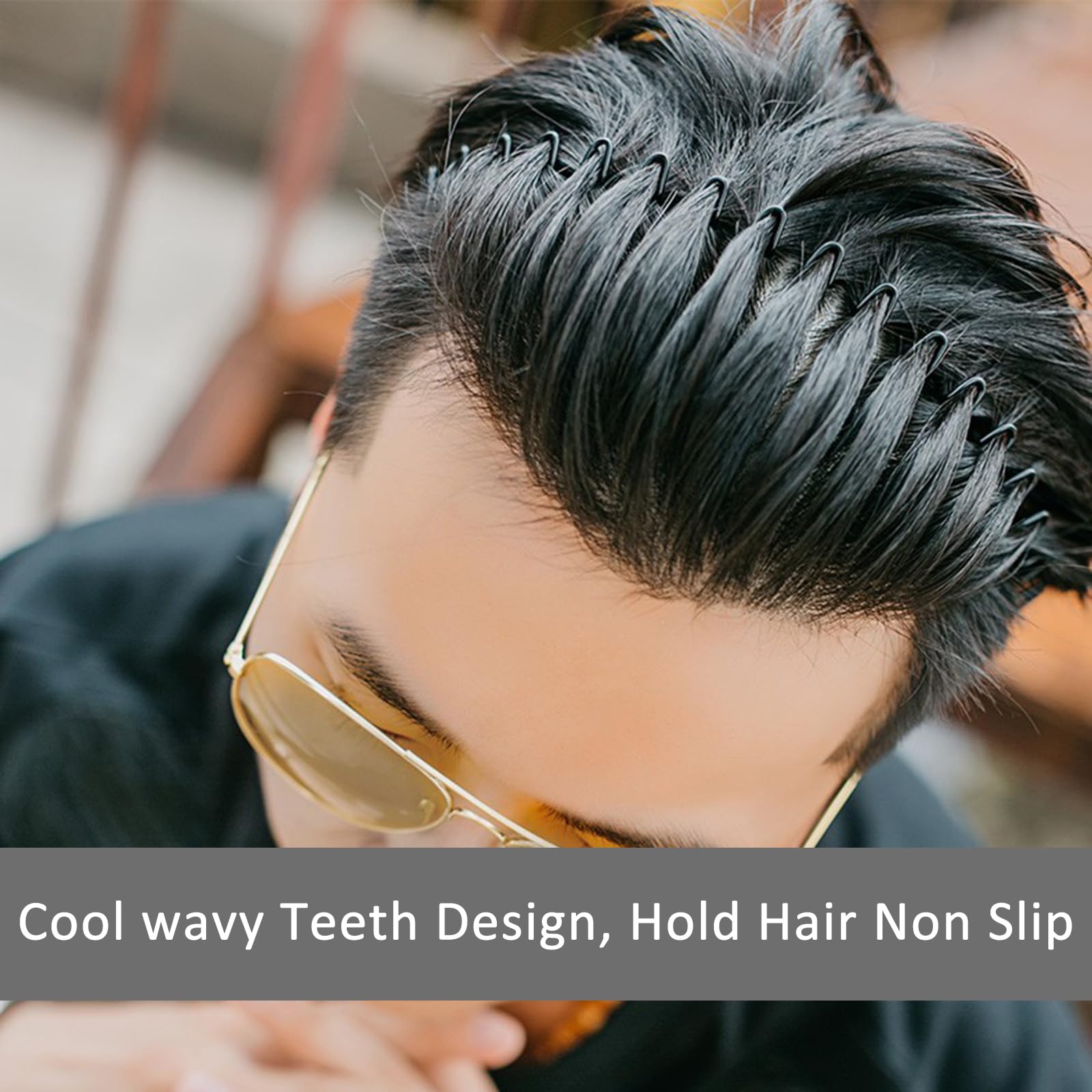 Loucent 3 Pack Metal Hair Band For Men Headband Women Hair Bands Men Unisex Black Wavy Spring Outdoor Sports Headbands For Men'S