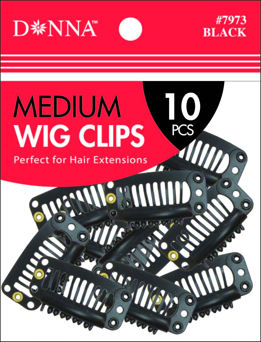 Donna Large Wig Clips 10PCS - Snap Comb Clips for Hair Extensions, Wigs, Hairpieces - Secure Hold & Easy Attachment (MEDIUM)