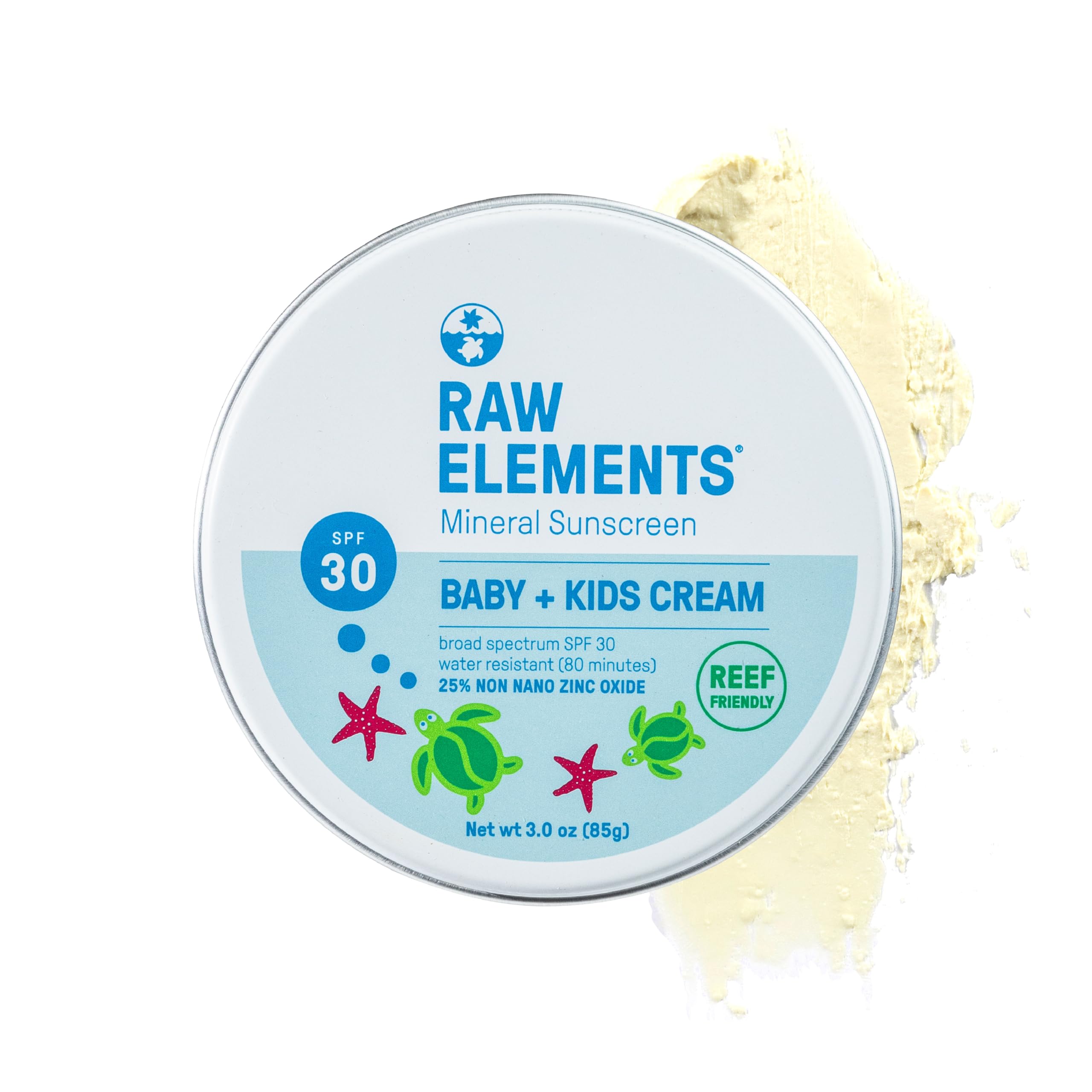 Raw Elements Baby & Kids Spf 30 Organic Sunscreen Tin, Non-Nano Zinc Oxide, Reef-Safe, Cruelty-Free, Gluten & Nut Free, Travel S