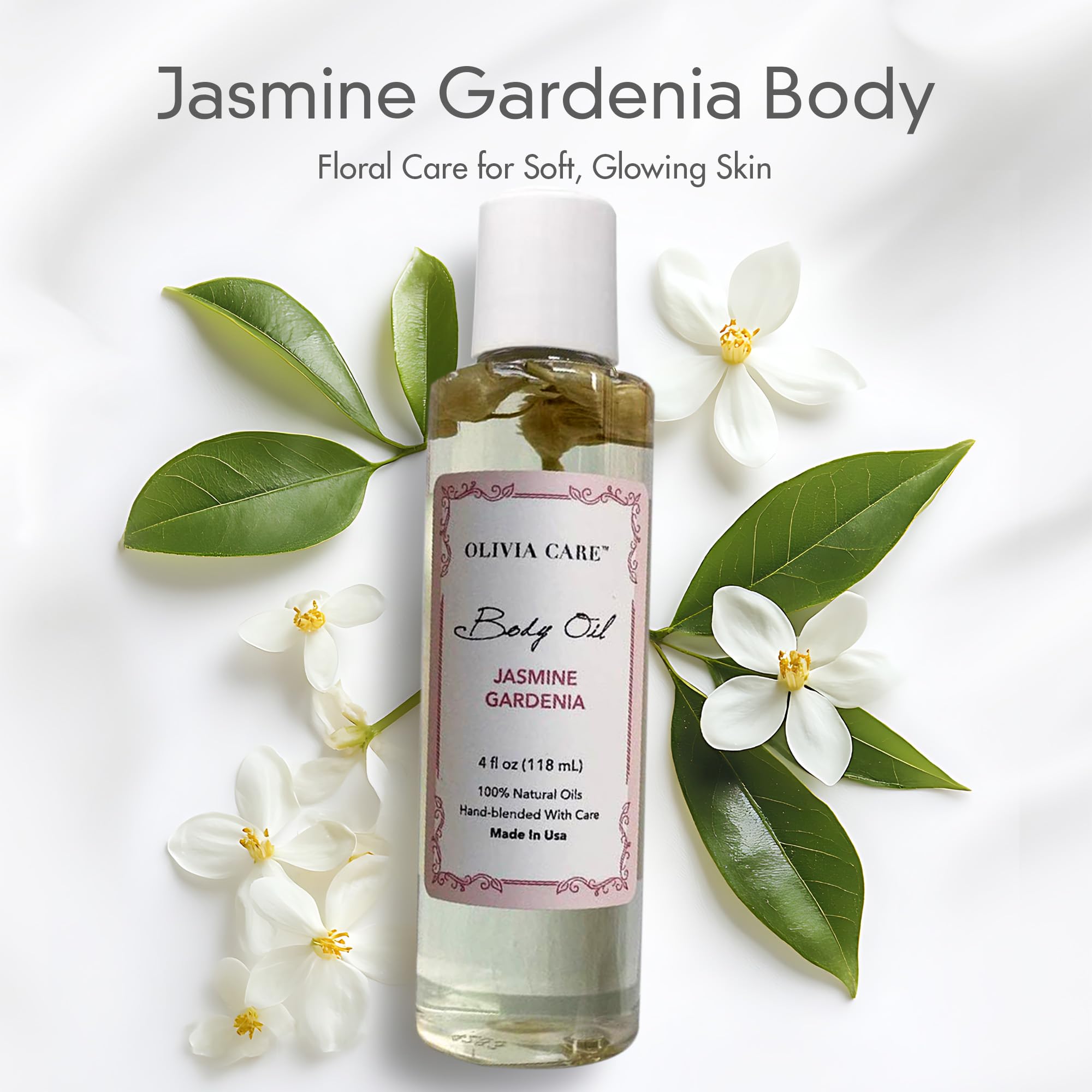 Olivia Care Jasmine Gardenia Body Oil Vegan & Natural Oil For Women | Hydrating & Moisturizing After Bath Oil - With Vitamin E,