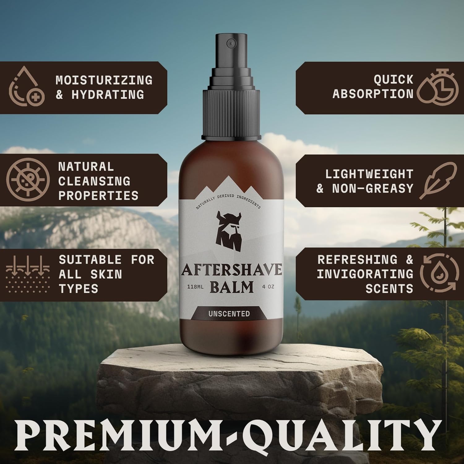 Striking Viking Unscented Aftershave Balm for Men - 4 oz Bottle, Skin Protection Shaving Product - Aftershave For Men