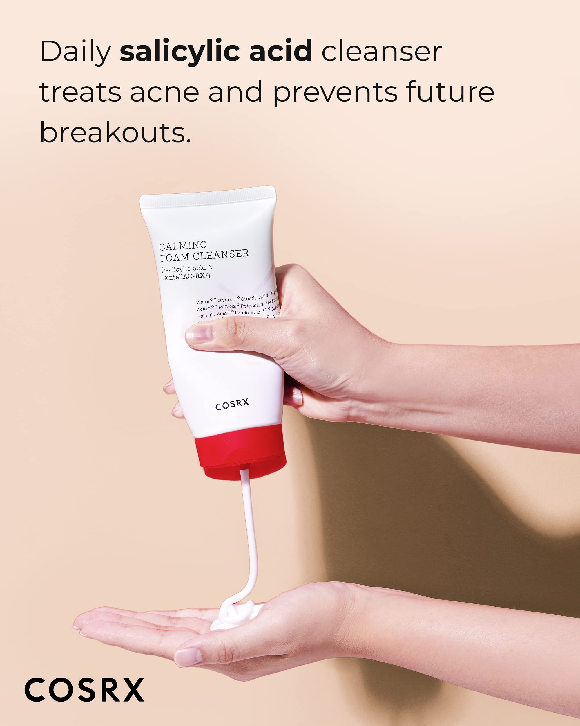 Cosrx Ac Collection Calming Foam Cleanser, 150Ml / 5.07 Fl.Oz | Salicylic Acid Acne Cleanser | Animal Testing Free, Paraben Free