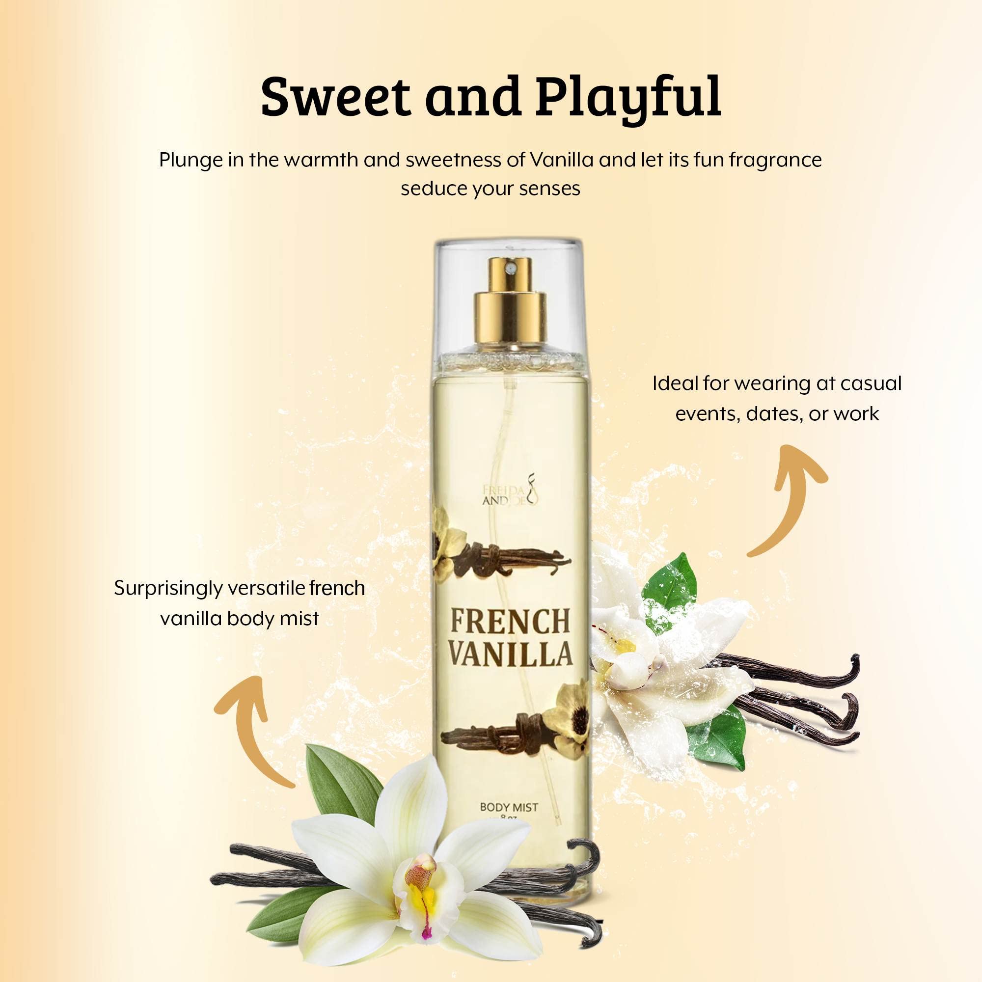 Body Spray For Women, French Vanilla Spray Fragrance Body Mist, Unisex Rich, Comforting, And Sweet Aroma French Vanilla Scented
