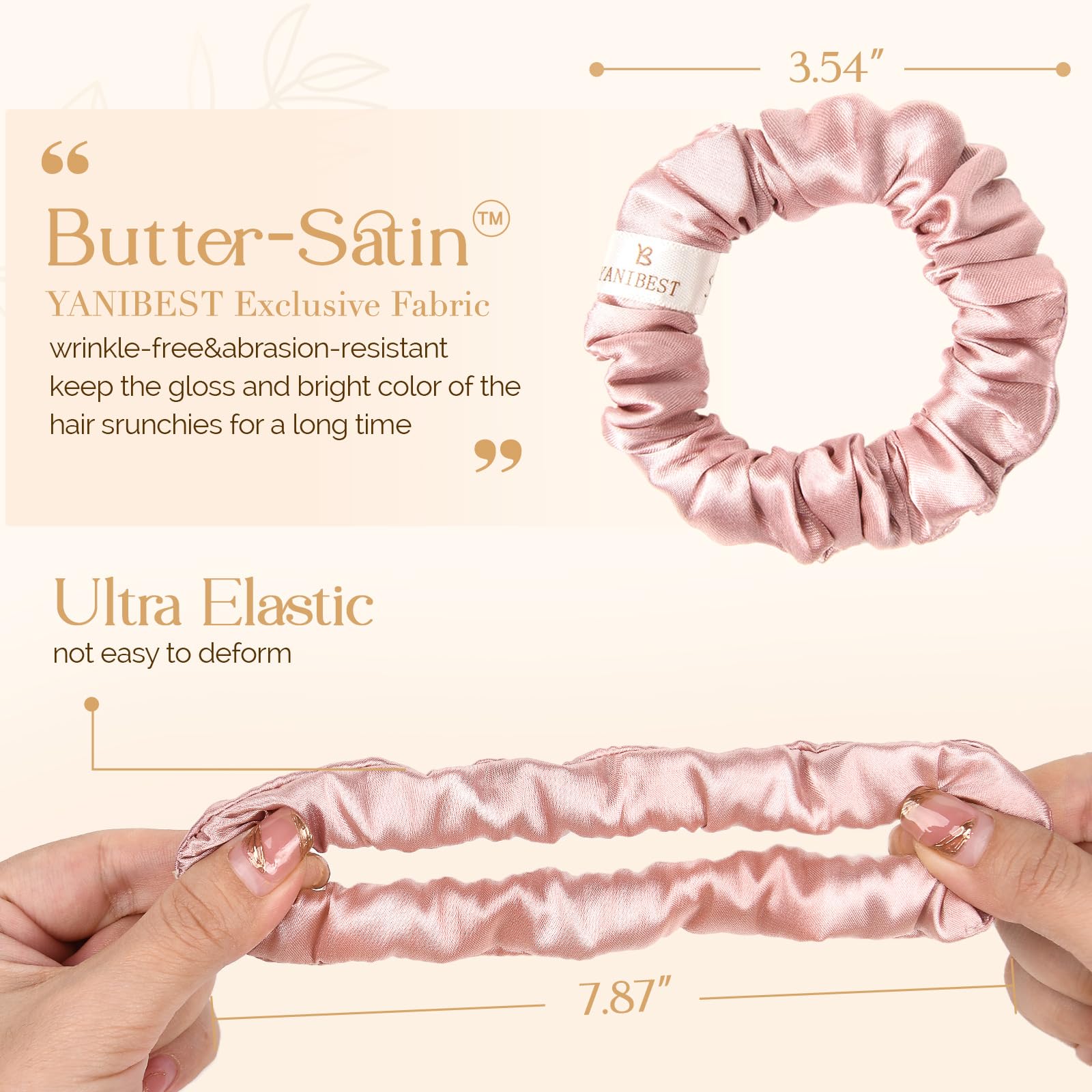 Yanibest Satin Scrunchies for Women, Hair Ties No Damage for Girls, Silk Ponytail Holders 6pcs
