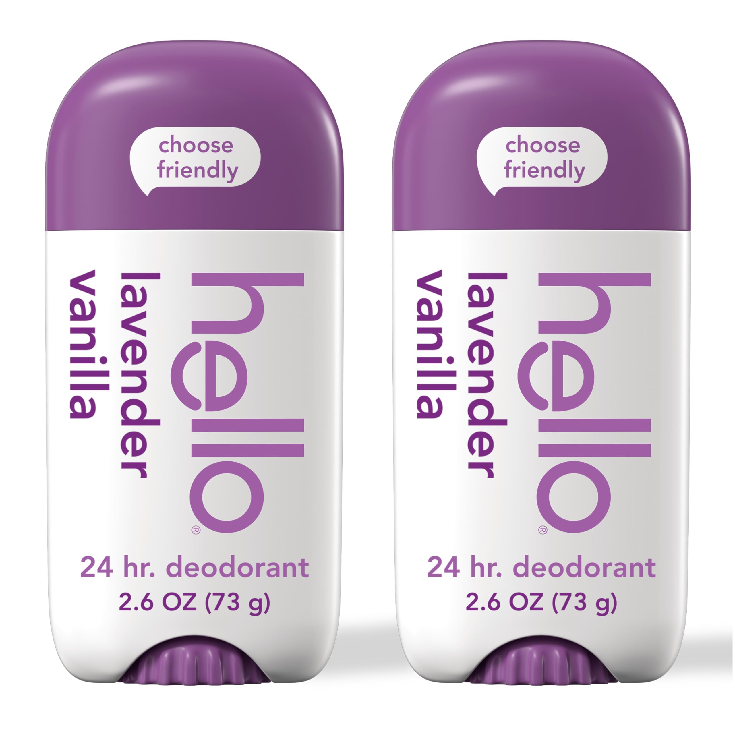hello Lavender Vanilla Aluminum Free Deodorant with Shea Butter for Women + Men, Baking Soda Free, 24 Hour Odor Protection, 2.6 