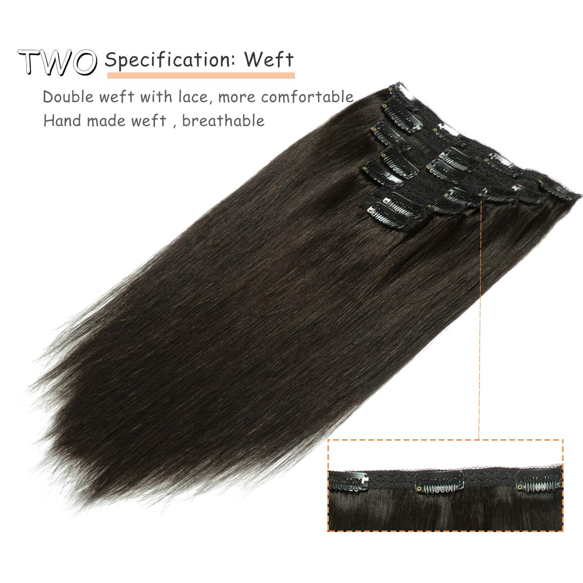 Caliee Clip In Hair Extensions Human Hair 20Inch Hair Extensions Clip In Human Hair Black Hair Extensions Clip In 1B Natural Bla