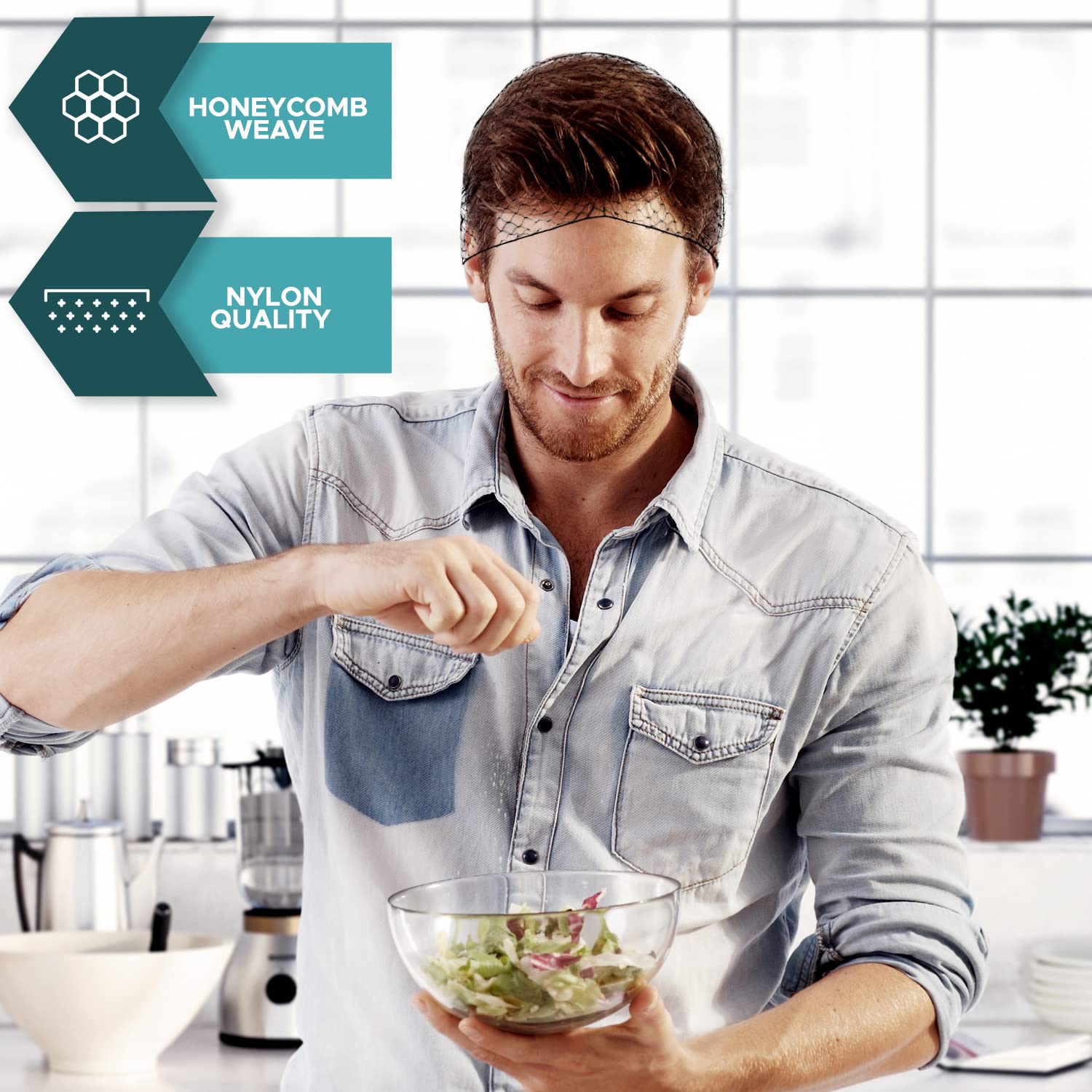 Safeko Hair Nets 144 Pcs, Individually Wrapped, Lightweight Nylon Hairnets, Latex-Free | Black, Regular (21'')