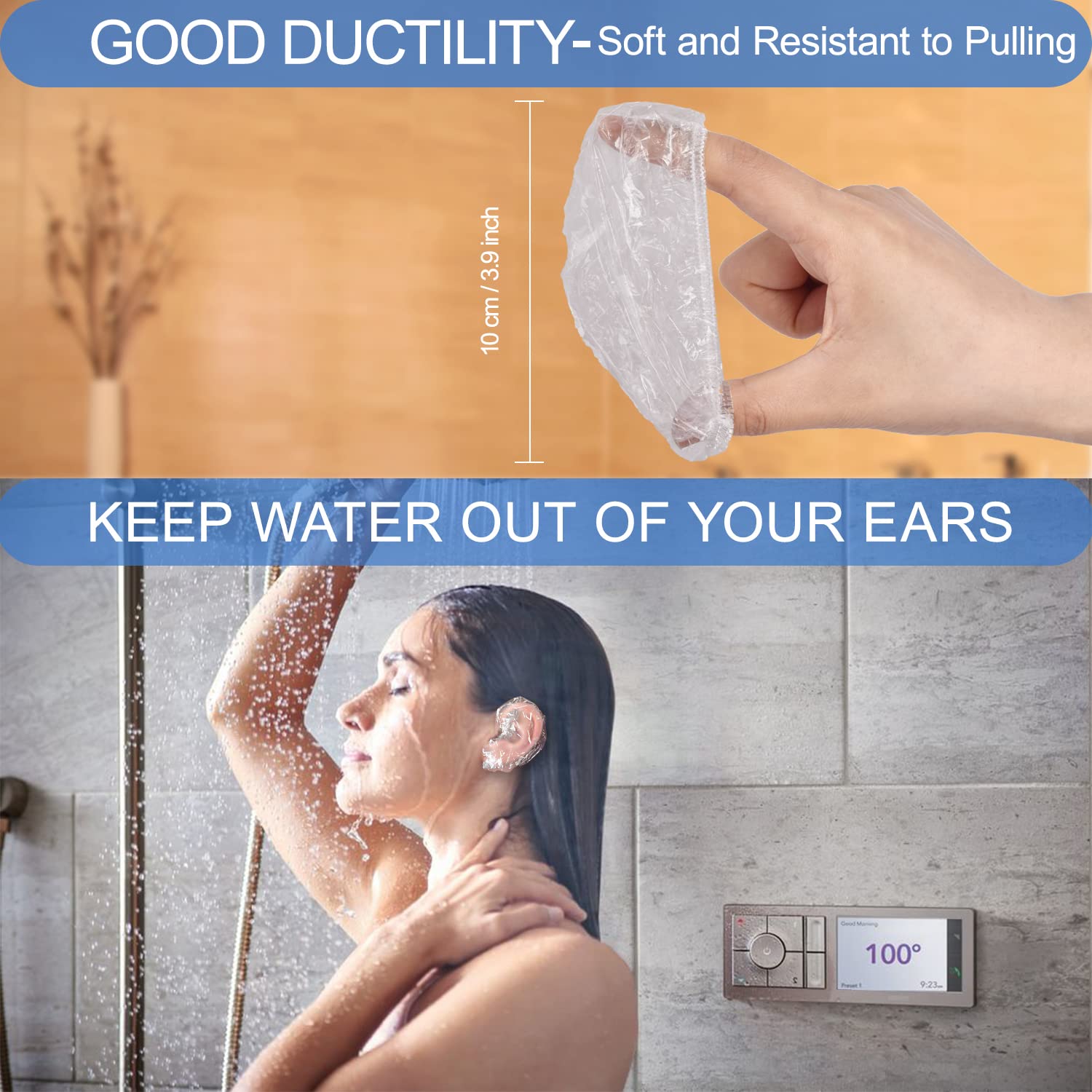 50Pcs Ear Covers For Shower With 80Pcs Shower Caps, Morgles Waterproof Ear Covers For Hair Dye, Large Disposable Hair Caps For S