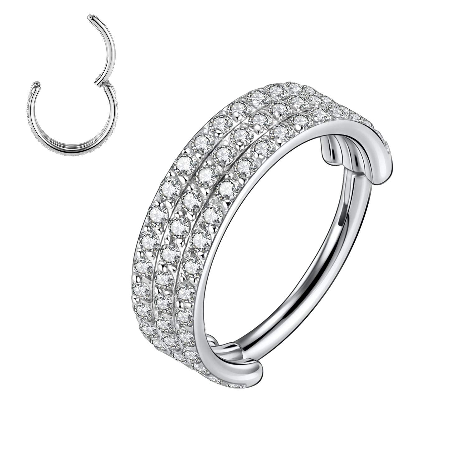 16G Daith Ring Septum Piercing Triple Stacked Cartilage Conch Helix Earring Hoop 316L Surgical Steel Septum Nose Rings 10mm Micr