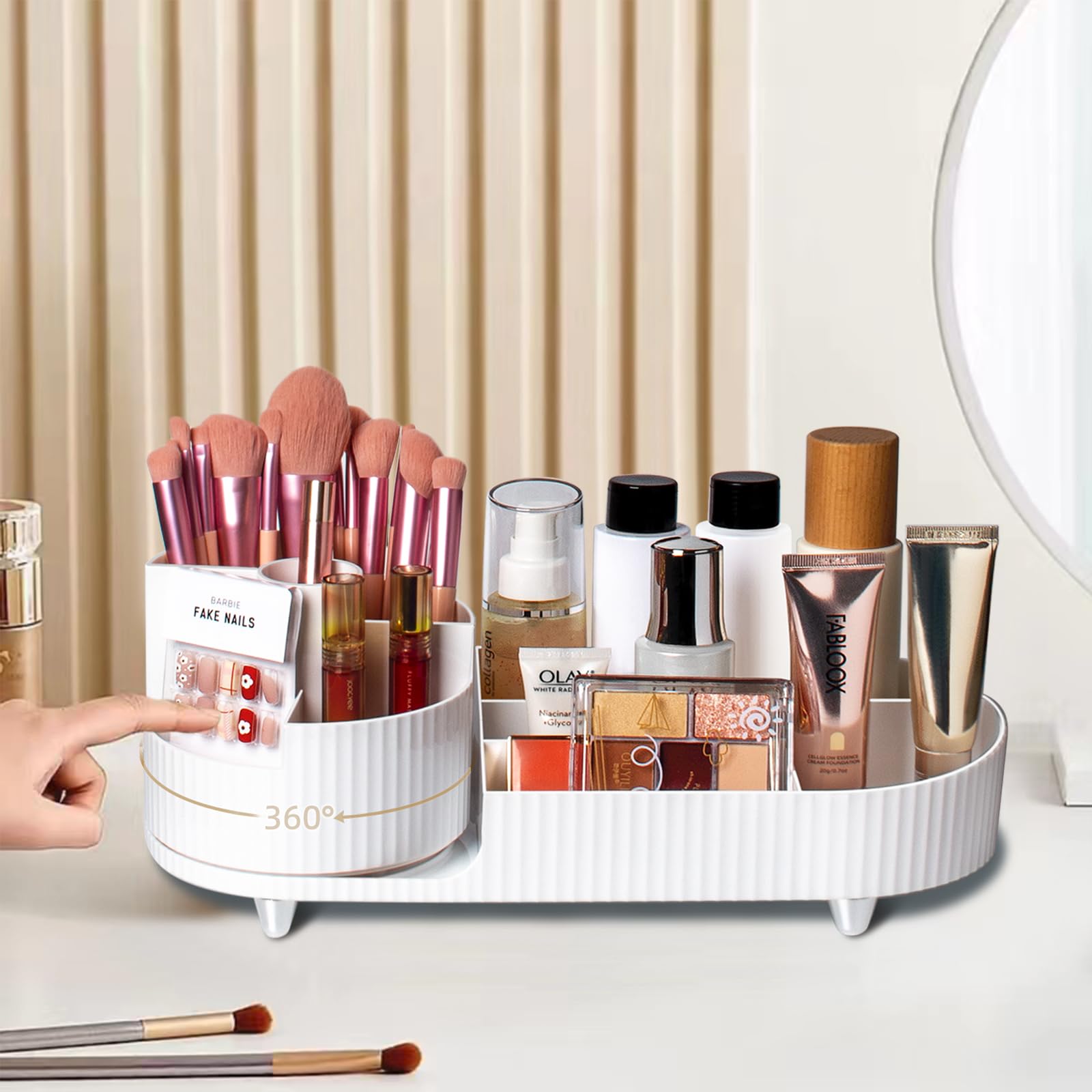 Rotating makeup organizer,Large Capacity Cosmetic Display Case, easy to hold all of your makeup products, at least 20 makeup bru
