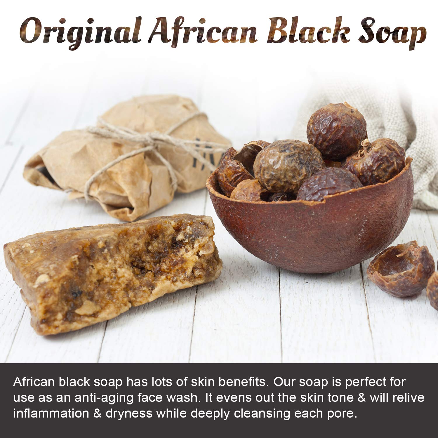 It's Pure Natural African Black Soap Bars Original (Pack of 3) Organic Raw Soap for Face & Body, Acne Treatment & Dark Spot Remo