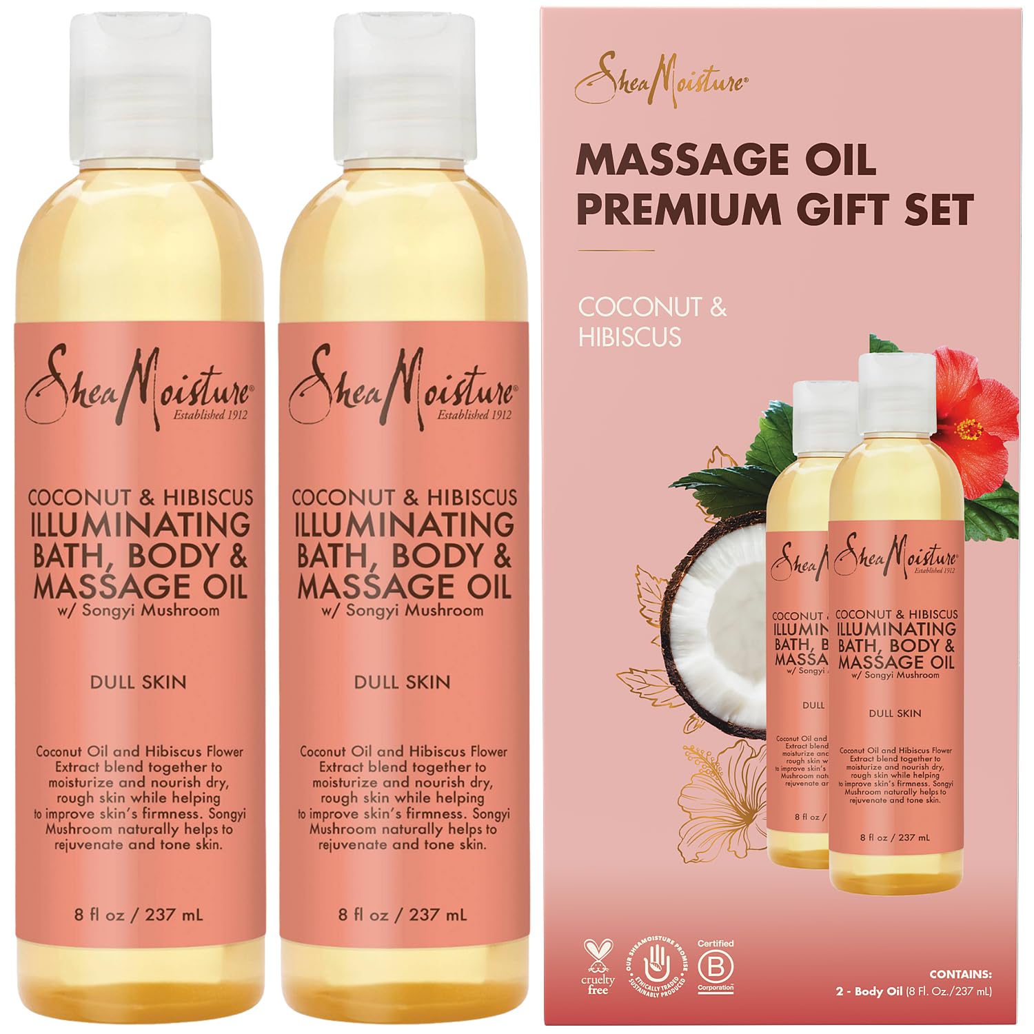 Sheamoisture Body Oil With Coconut & Hibiscus For Bath And Shower, Coconut Massage Oil & Coconut Body Oil, Shea Moisture Body Oi