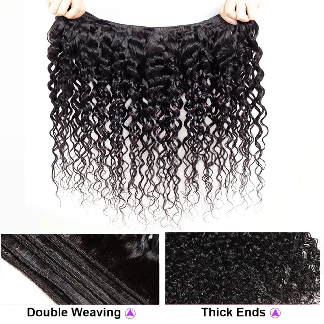 Deep Wave Bundles Human Hair 4 Bundles (14 16 18 20 Inches) 12A Virgin Curly Bundles 100% Human Hair Deep Wave Bundles Deep Curl