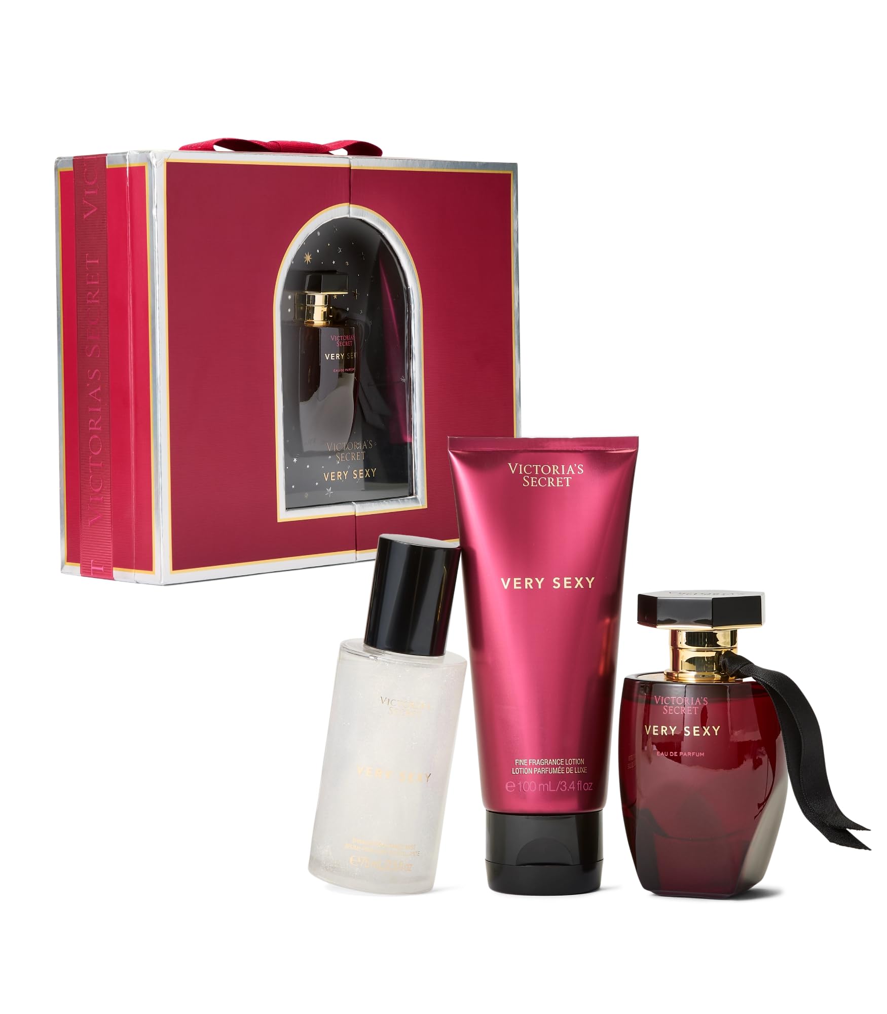 Victoria's Secret Very Sexy 3 Piece Luxe Fragrance Gift Set: 1.7 oz. Eau de Parfum, Travel Lotion & Shimmer Mist