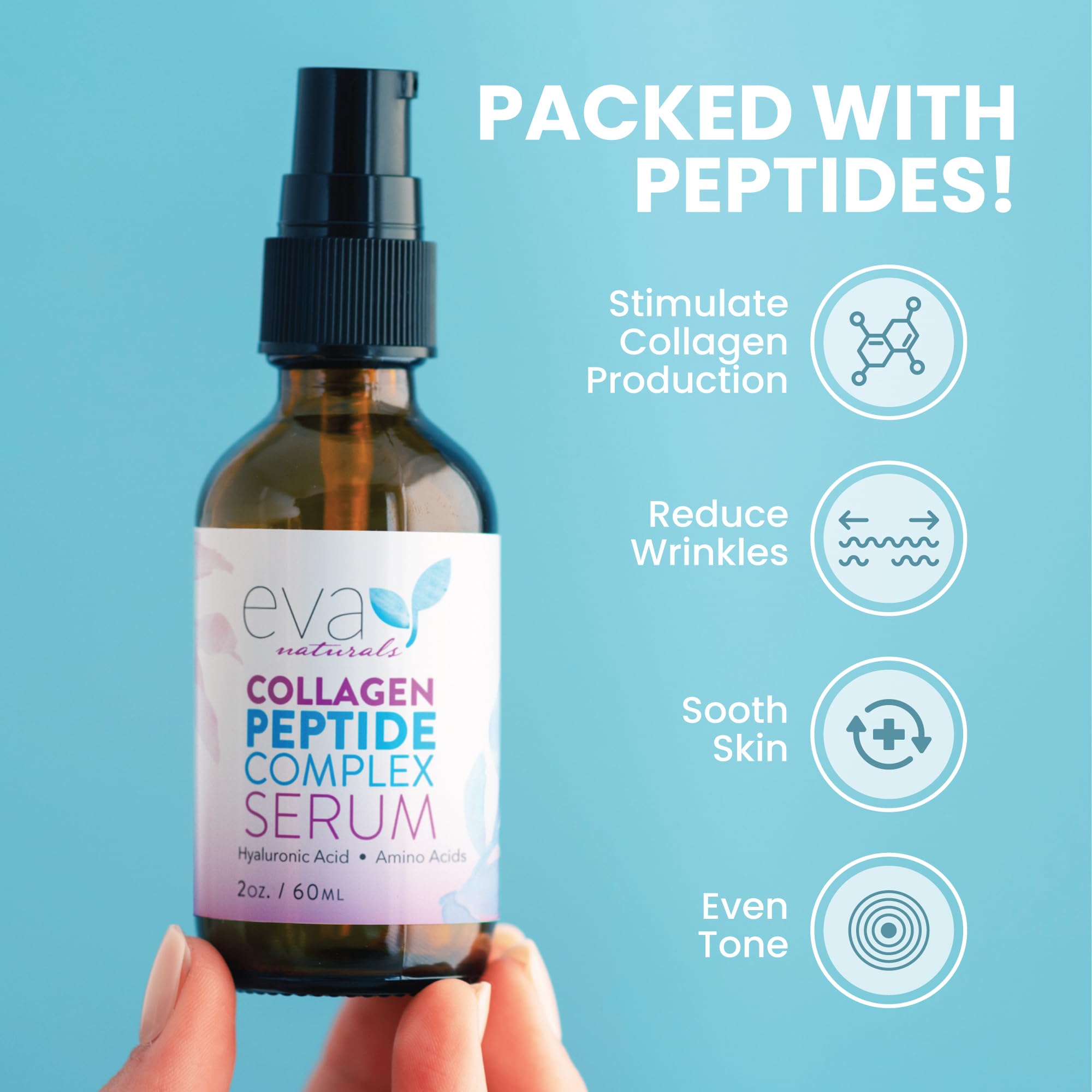 Collagen Peptide Serum - Anti Aging Collagen Serum for Face, Skin Brightening, Reduces Fine Lines & Wrinkles, Heals and Repairs