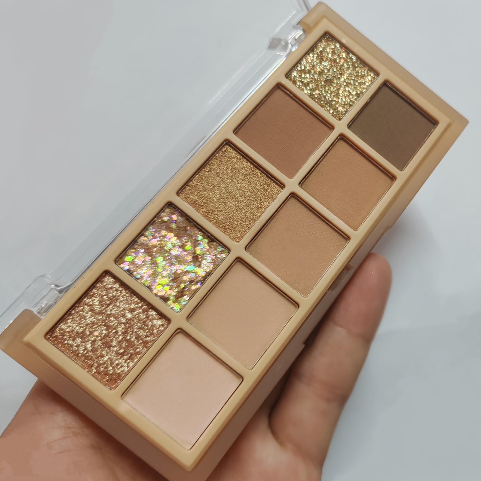 Go Ho 10 Colors Eyeshadow Palette,Matte&Glitter&Shimmer Eyeshadow Makeup,High Pigment Blendable Shades,Naturing-Looking,Waterpro