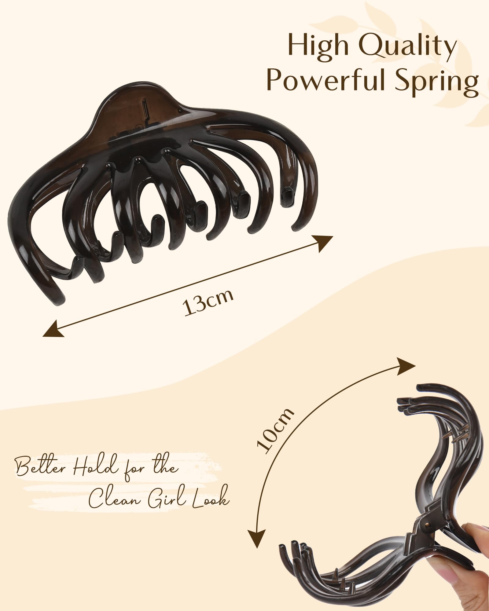Yanibest 5.1 Inche Large Octopus Hair Claw Clips Non-Slip Ponytail For Women Thick Hair And Long Hair Chic Hair Styling Accessor