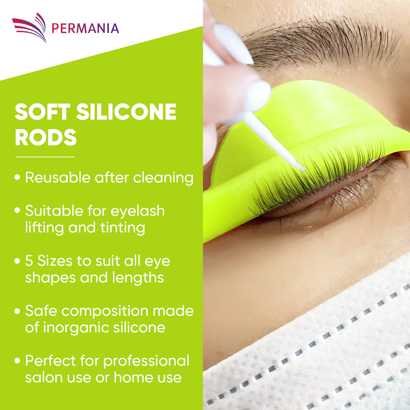Silicone Curler Pad, PERMANIA 10Pcs/5sizes for Lash Perm Kit Reusable Soft C & D Curls Eyelash Lifting Rod Makeup Beauty Tool La